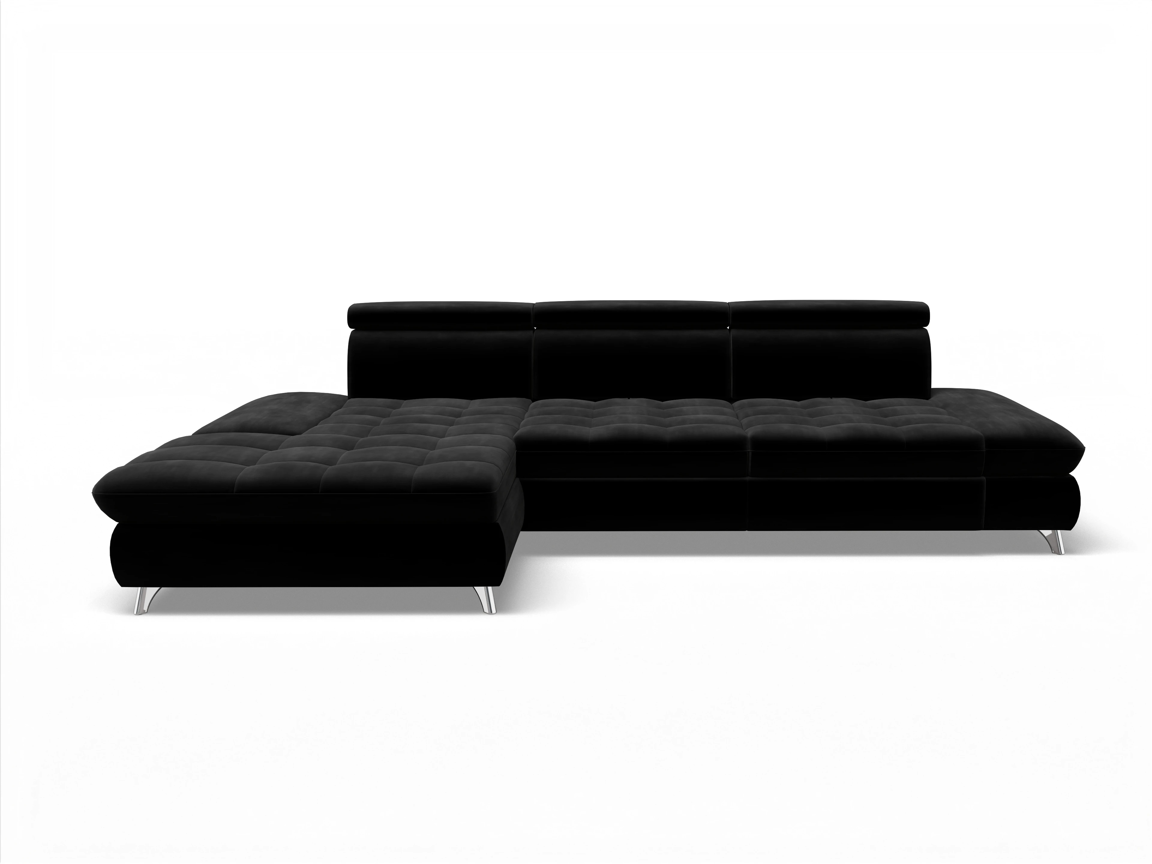 Ansicht des Produktes Memphis Stoff Ecksofa links Abschluss offen in Stoff Schwarz