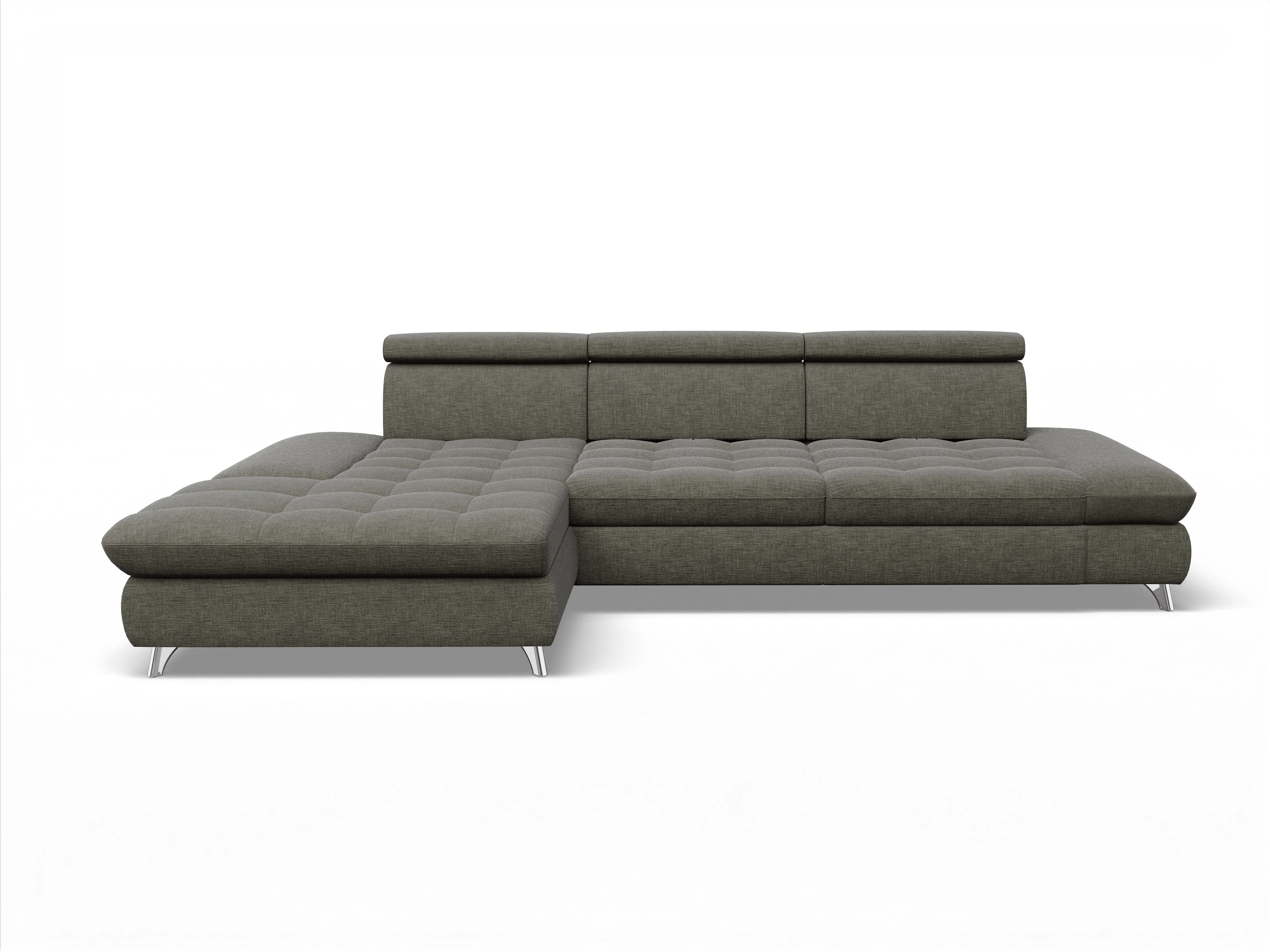 Ansicht des Produktes Memphis Stoff Ecksofa links Abschluss offen in Stoff Braun