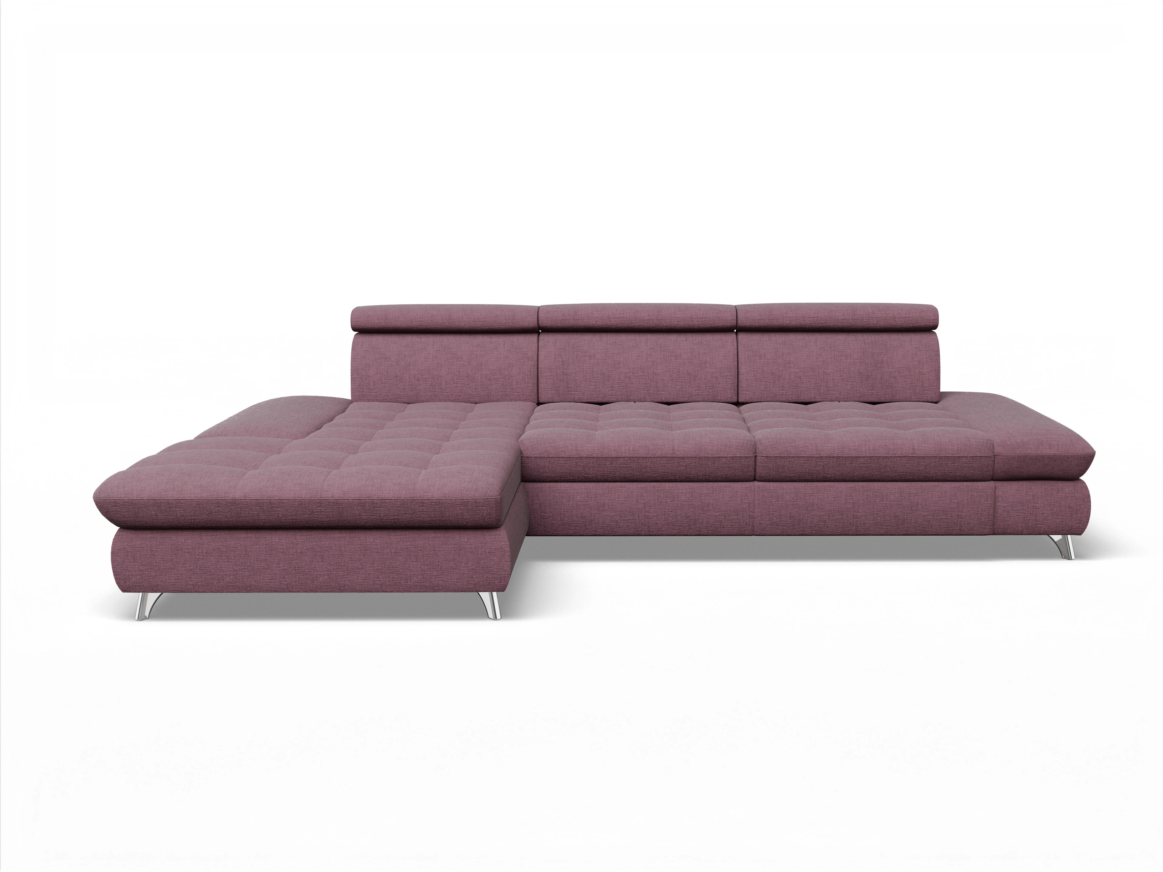 Ansicht des Produktes Memphis Stoff Ecksofa links Abschluss offen in Stoff Rot