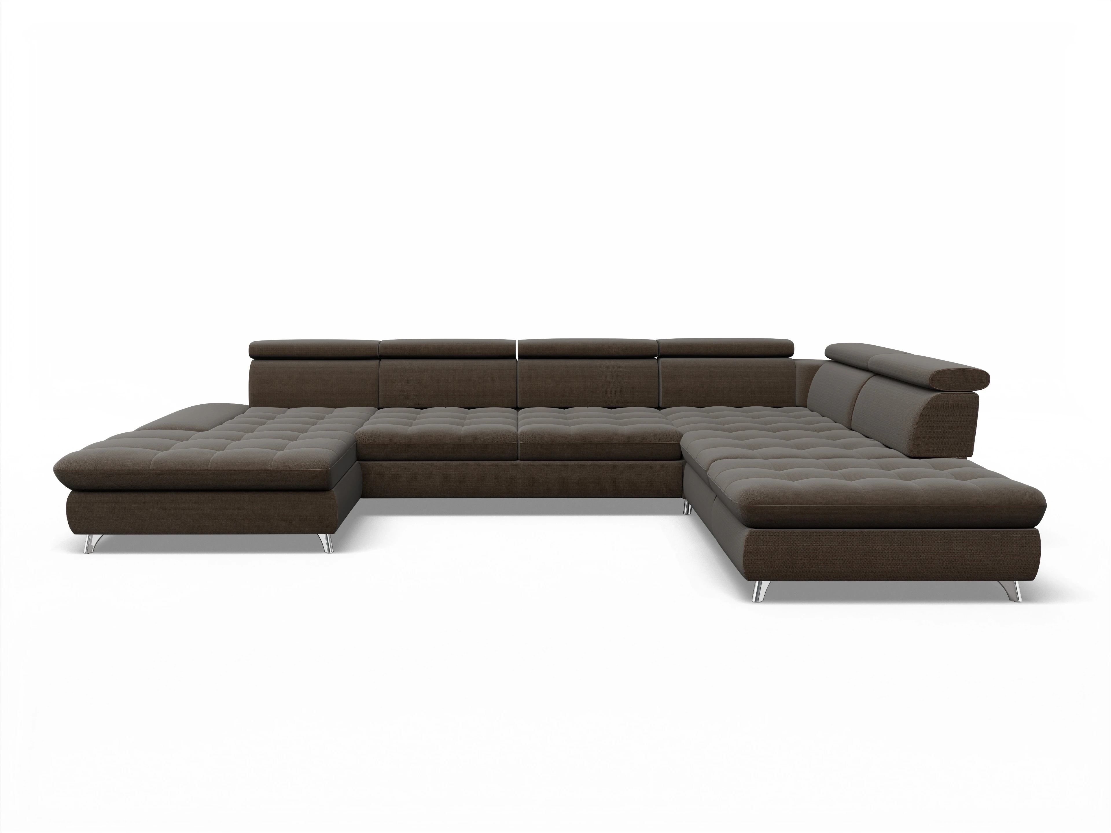 Ansicht des Produktes Memphis Stoff Wohnlandschaft offen beidseitig in Stoff Braun