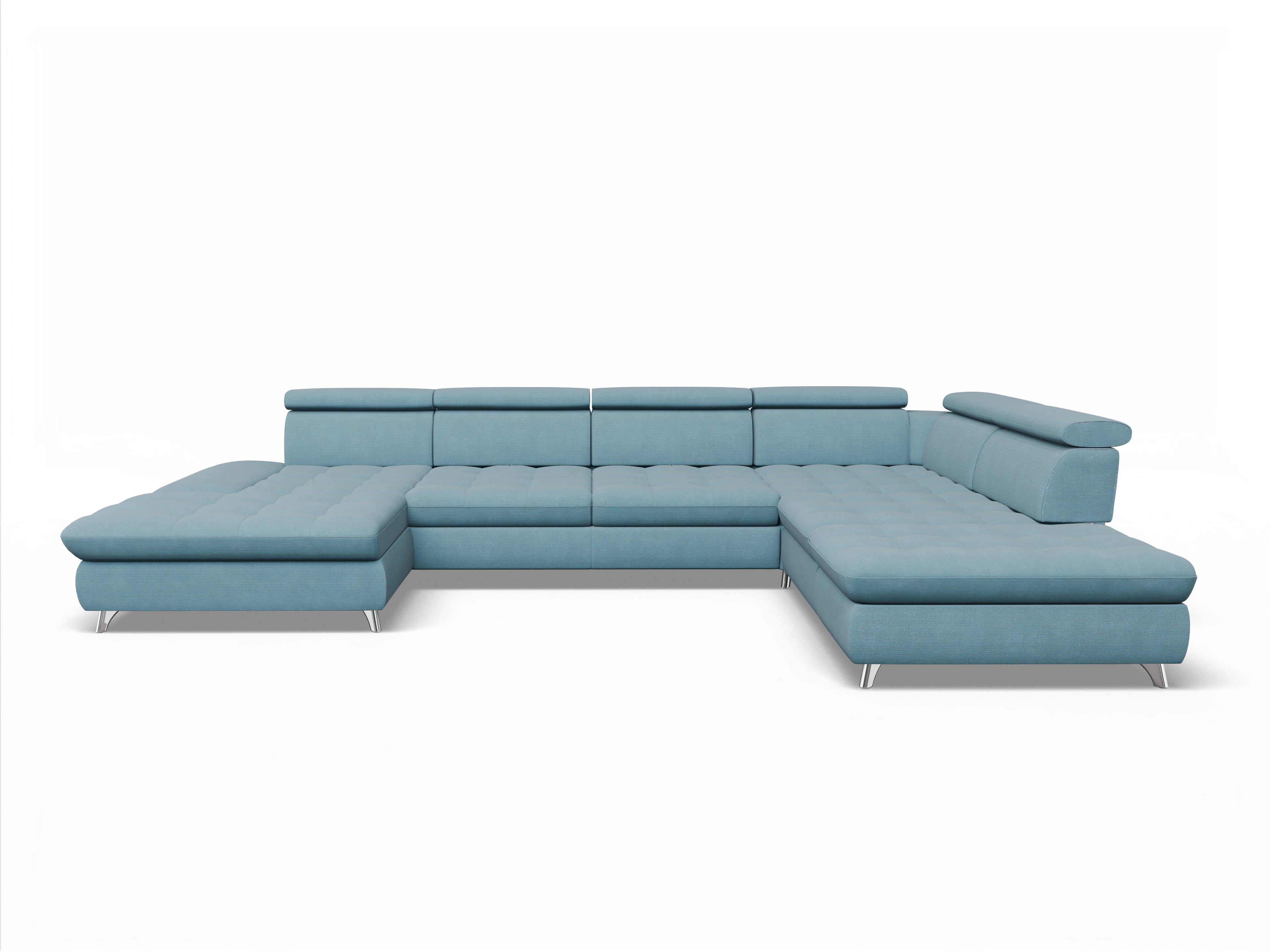 Ansicht des Produktes Memphis Stoff Wohnlandschaft offen beidseitig in Stoff Blau