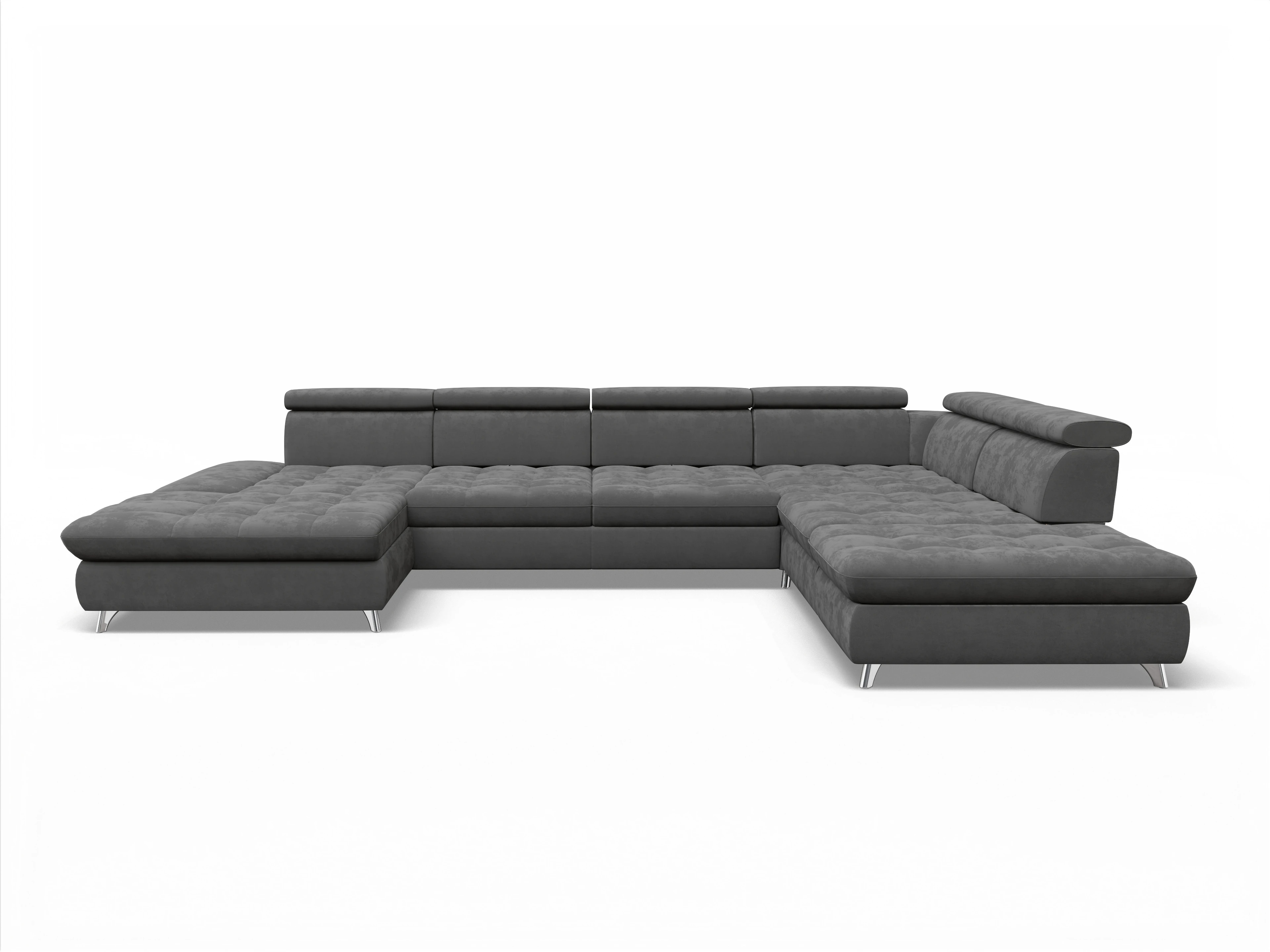 Ansicht des Produktes Memphis Stoff Wohnlandschaft offen beidseitig in Stoff Grau