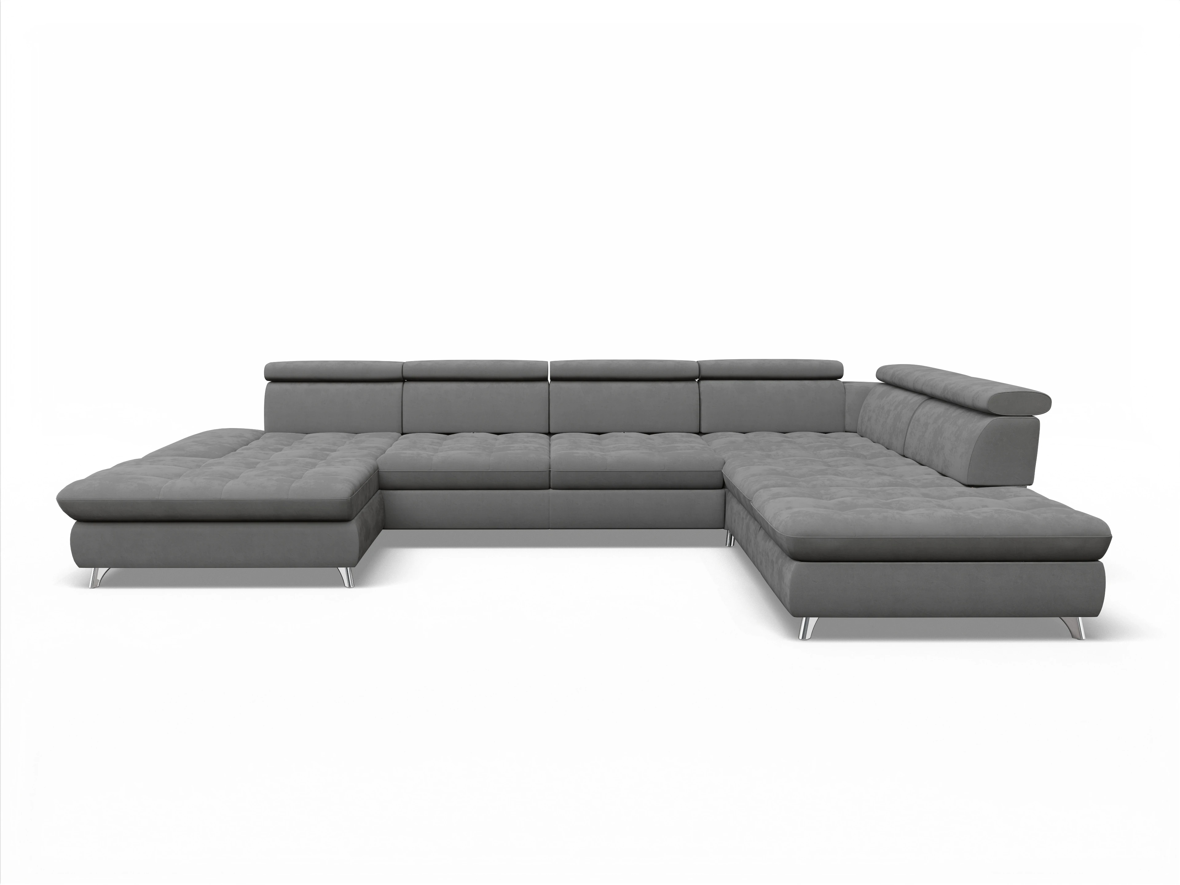Ansicht des Produktes Memphis Stoff Wohnlandschaft offen beidseitig in Stoff Grau