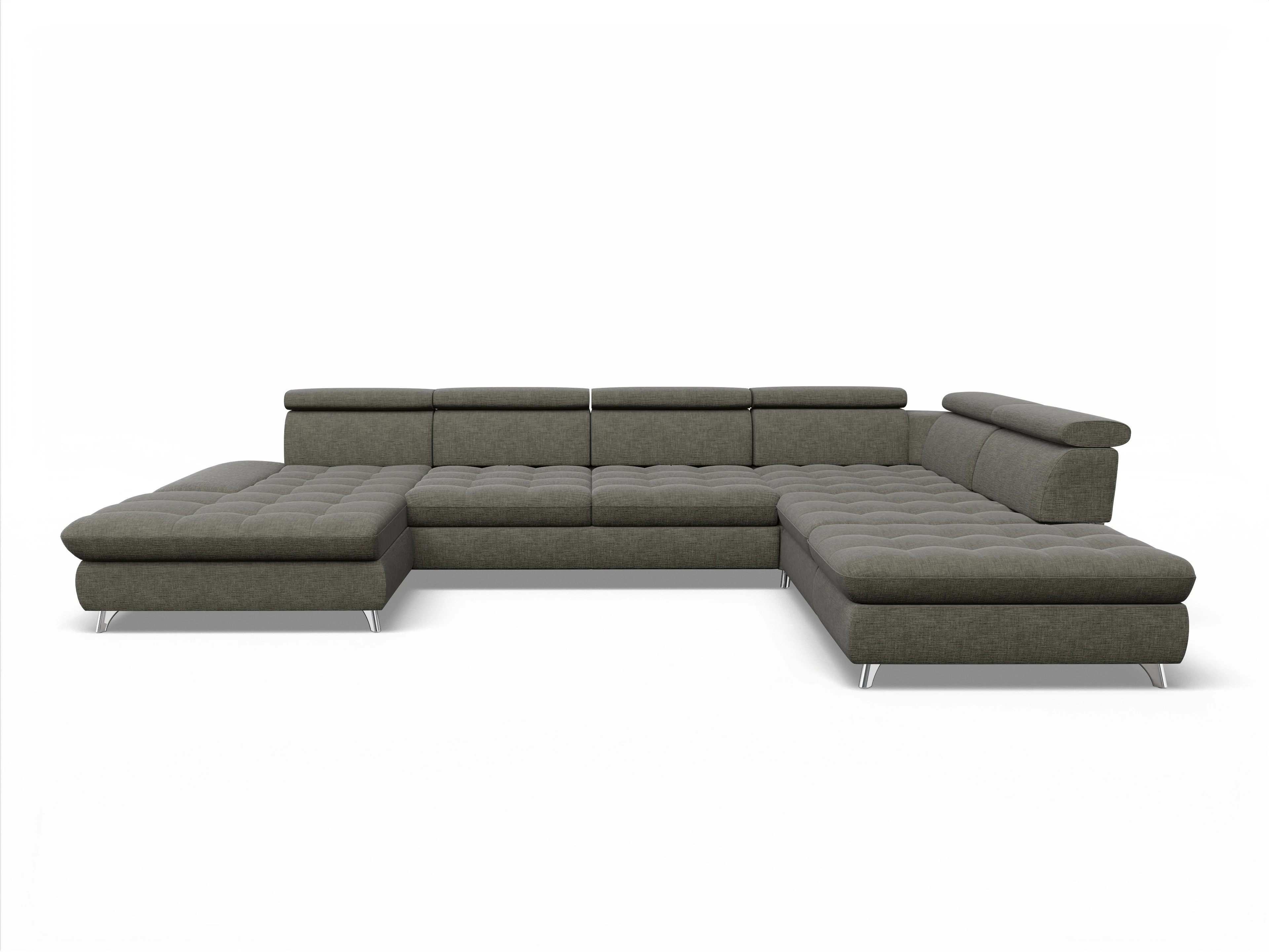 Ansicht des Produktes Memphis Stoff Wohnlandschaft offen beidseitig in Stoff Braun