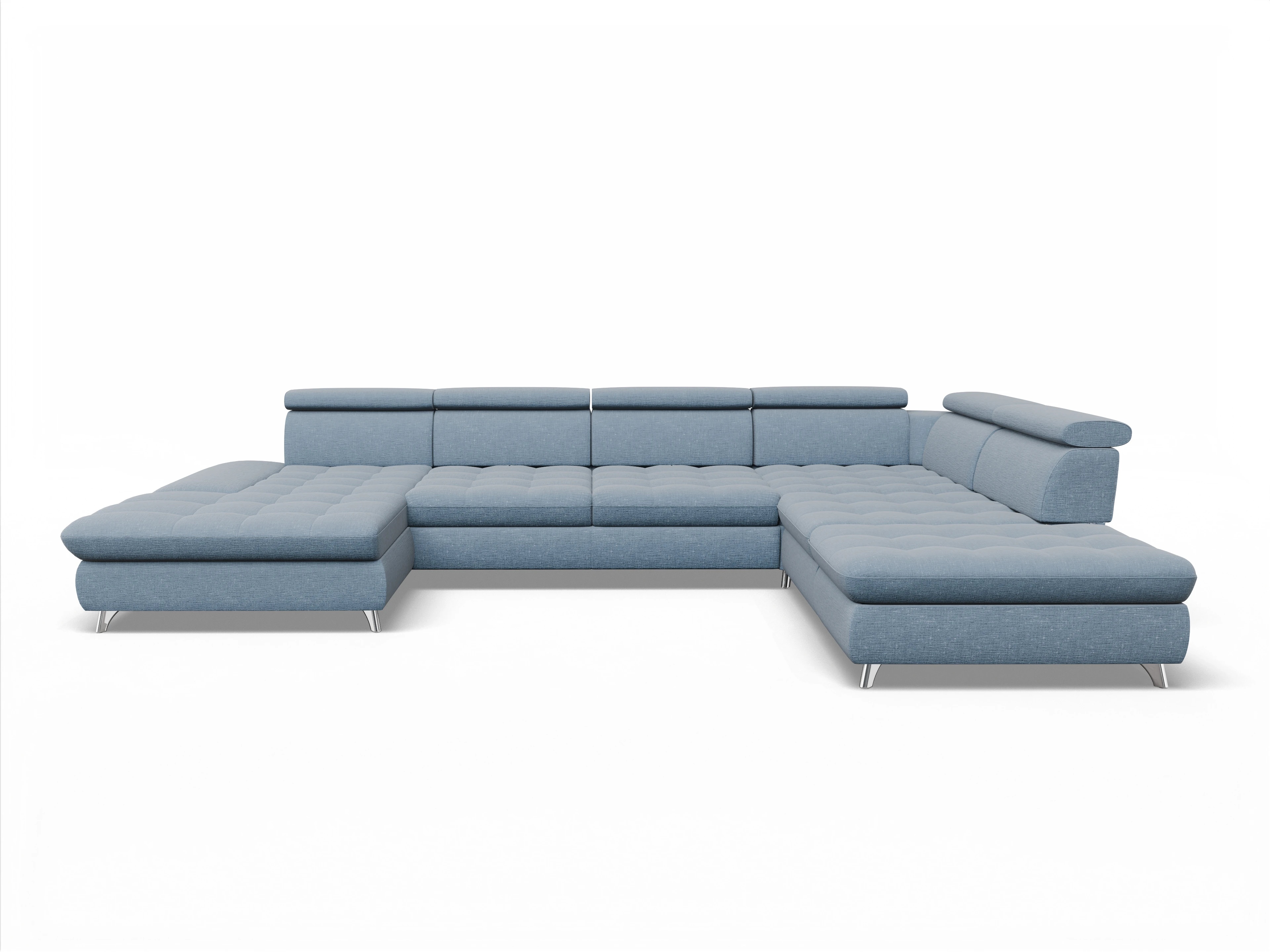 Ansicht des Produktes Memphis Stoff Wohnlandschaft offen beidseitig in Stoff Blau
