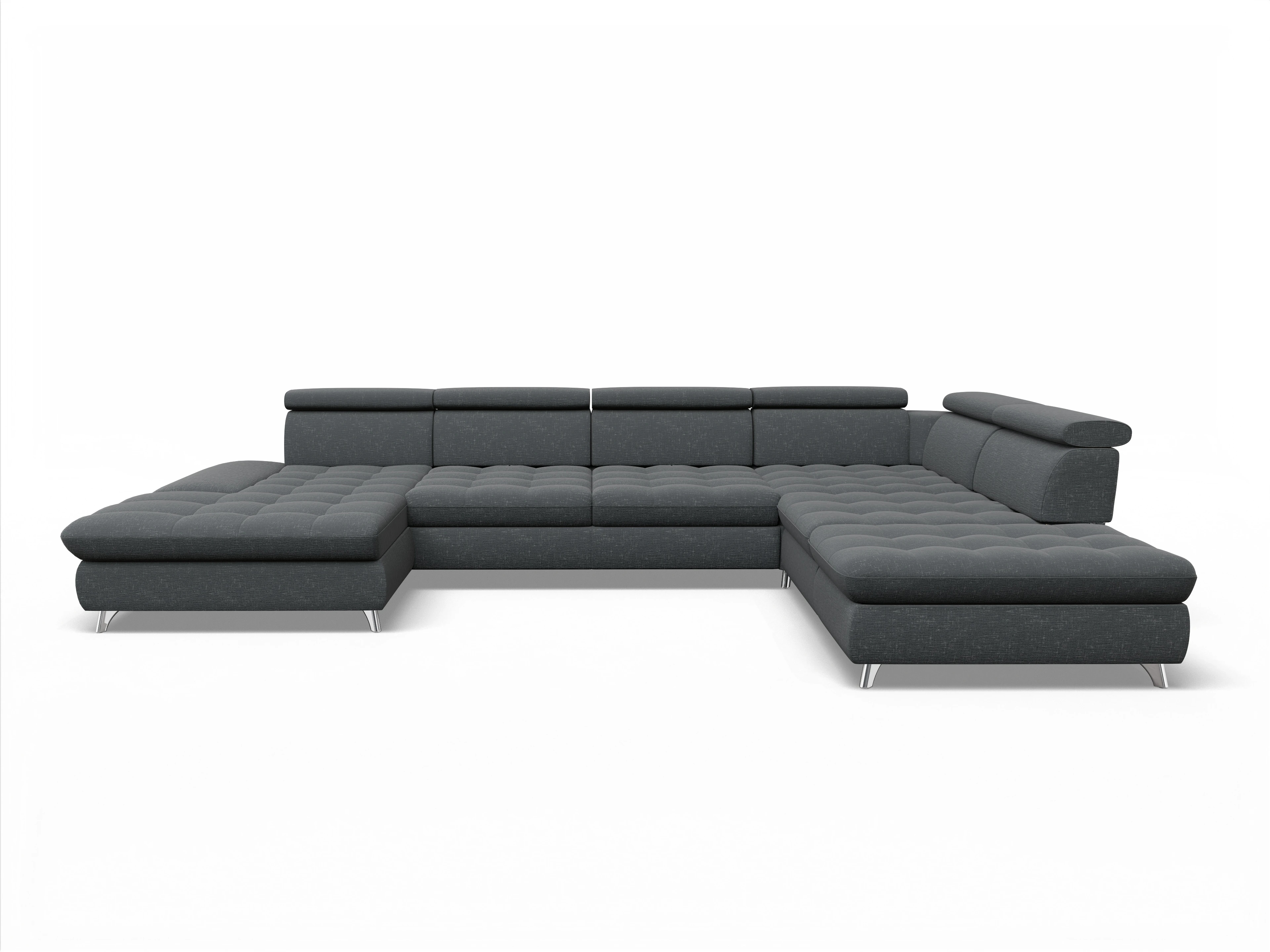 Ansicht des Produktes Memphis Stoff Wohnlandschaft offen beidseitig in Stoff Grau