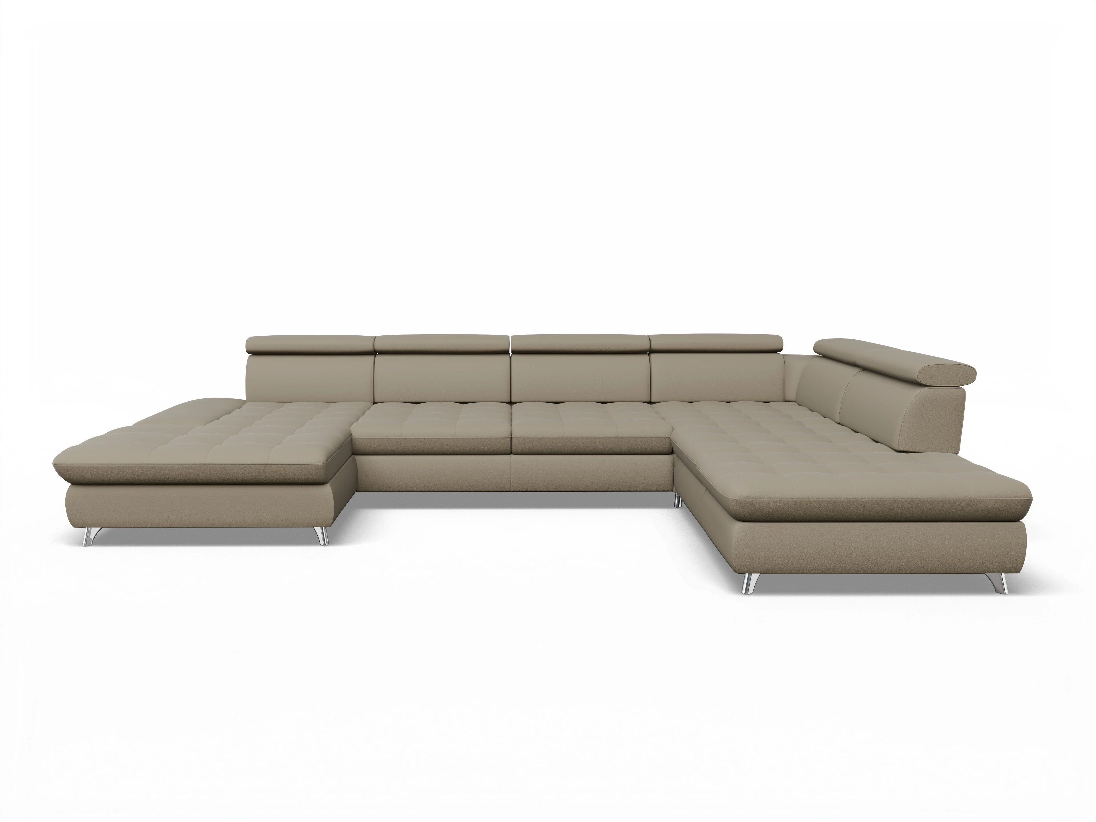 Ansicht des Produktes Memphis Stoff Wohnlandschaft offen beidseitig in Leder Braun