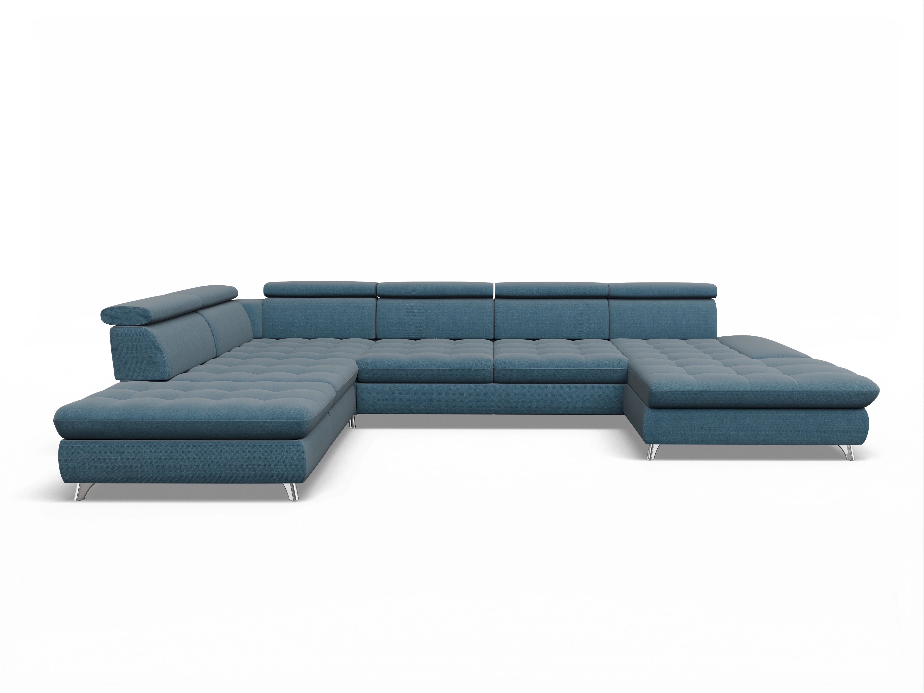 Ansicht des Produktes Memphis Stoff Wohnlandschaft offen beidseitig in Stoff Blau