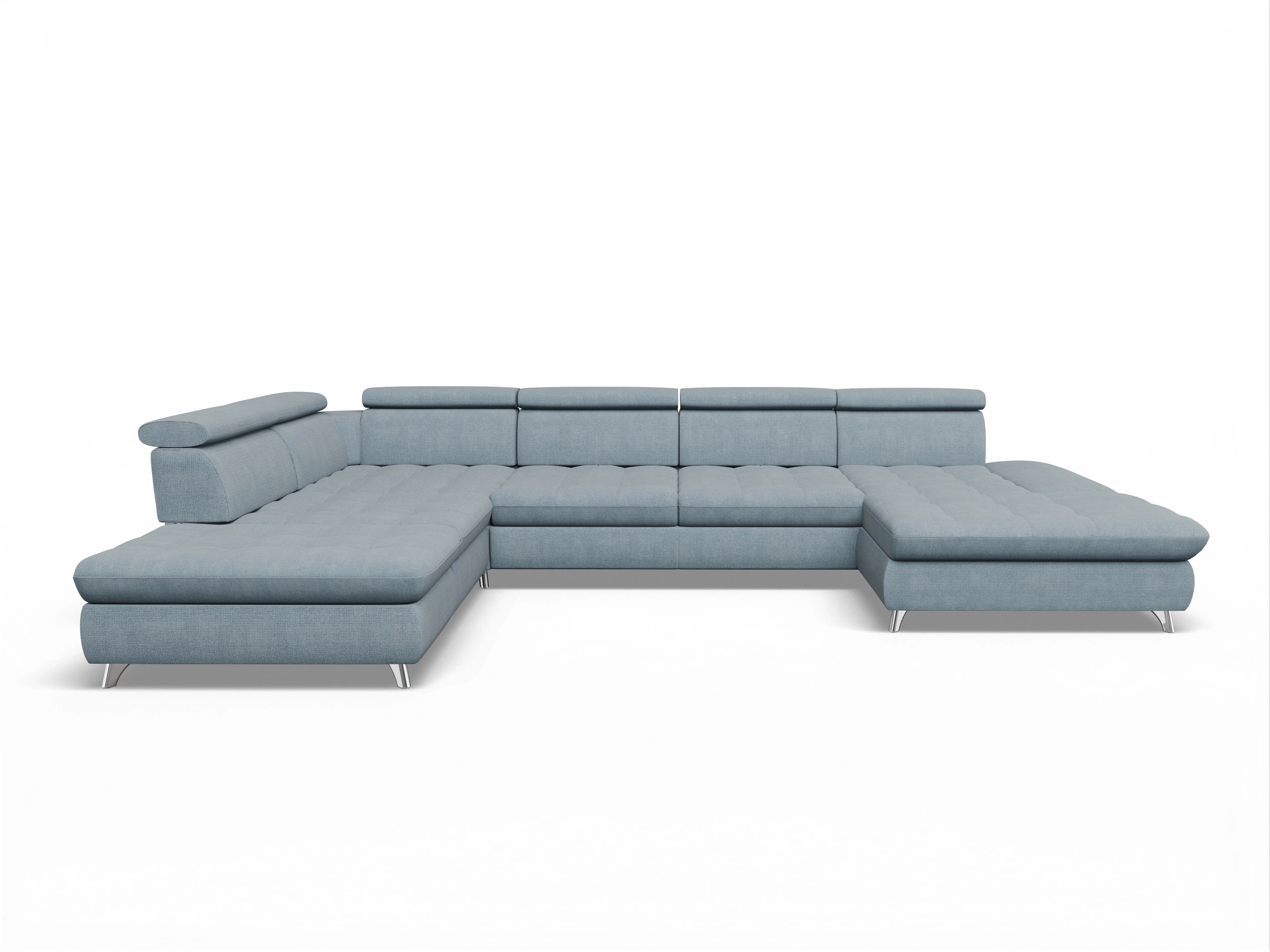 Ansicht des Produktes Memphis Stoff Wohnlandschaft offen beidseitig in Stoff Blau