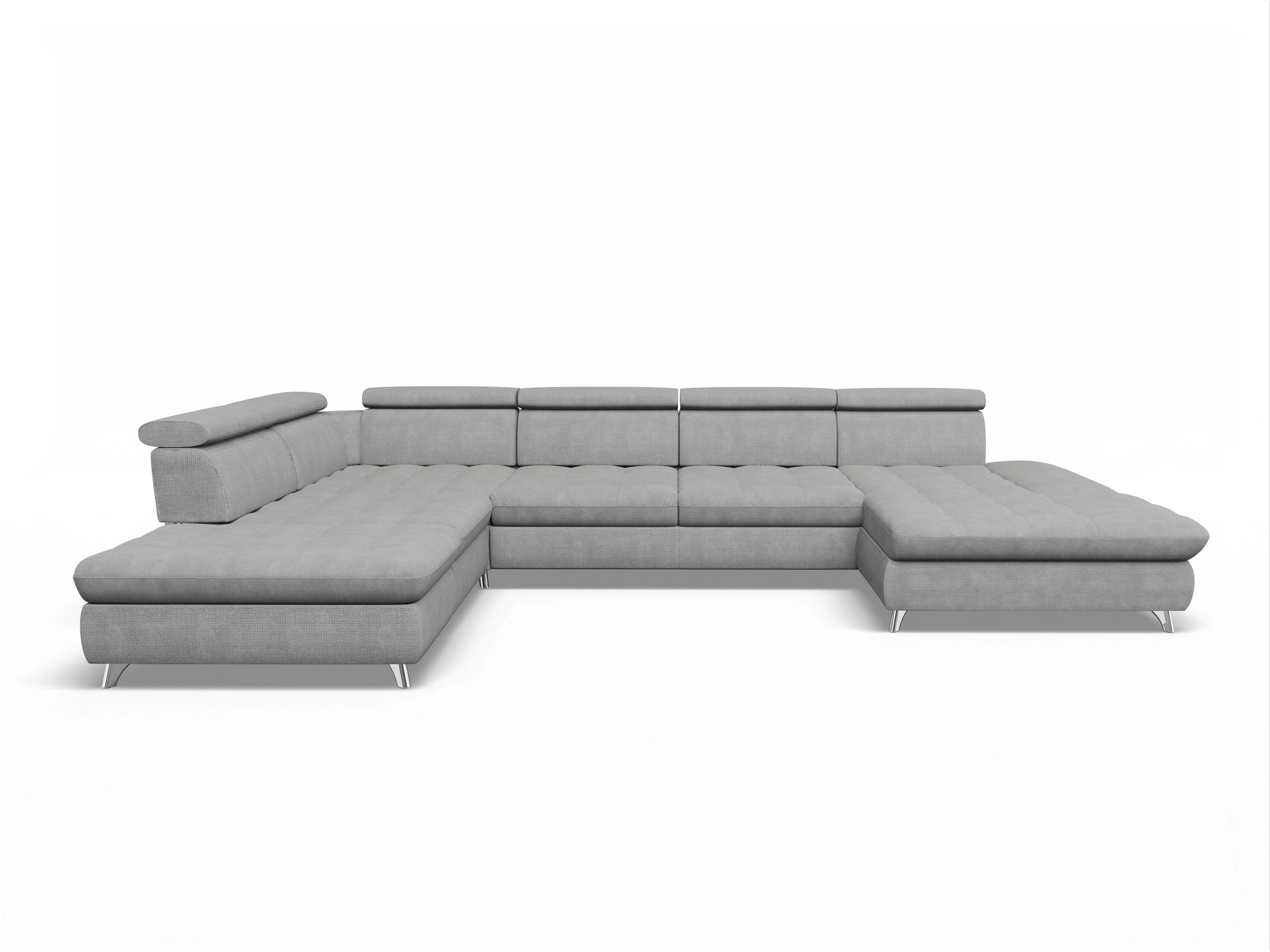 Ansicht des Produktes Memphis Stoff Wohnlandschaft offen beidseitig in Stoff Grau