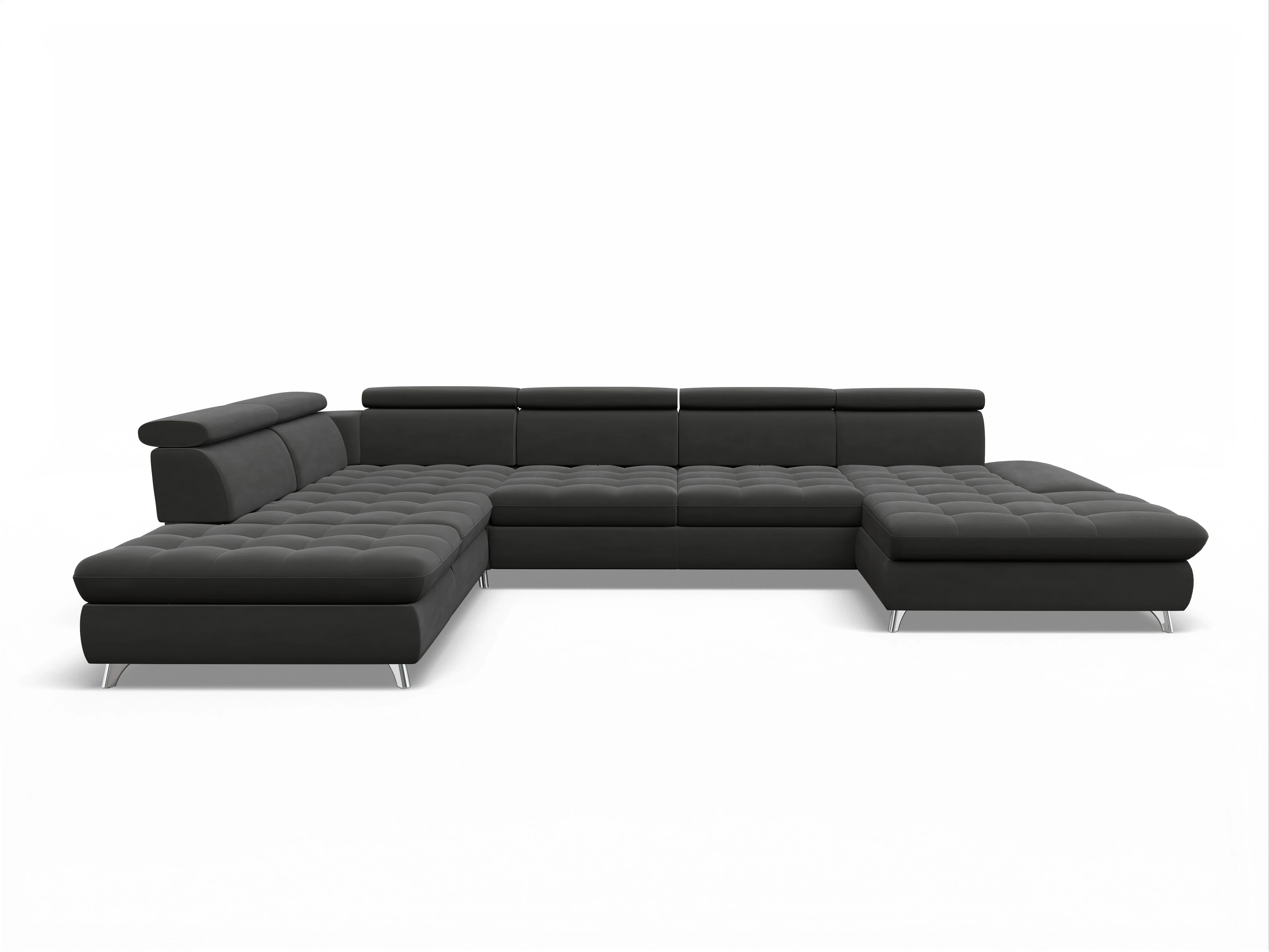 Ansicht des Produktes Memphis Stoff Wohnlandschaft offen beidseitig in Stoff Grau