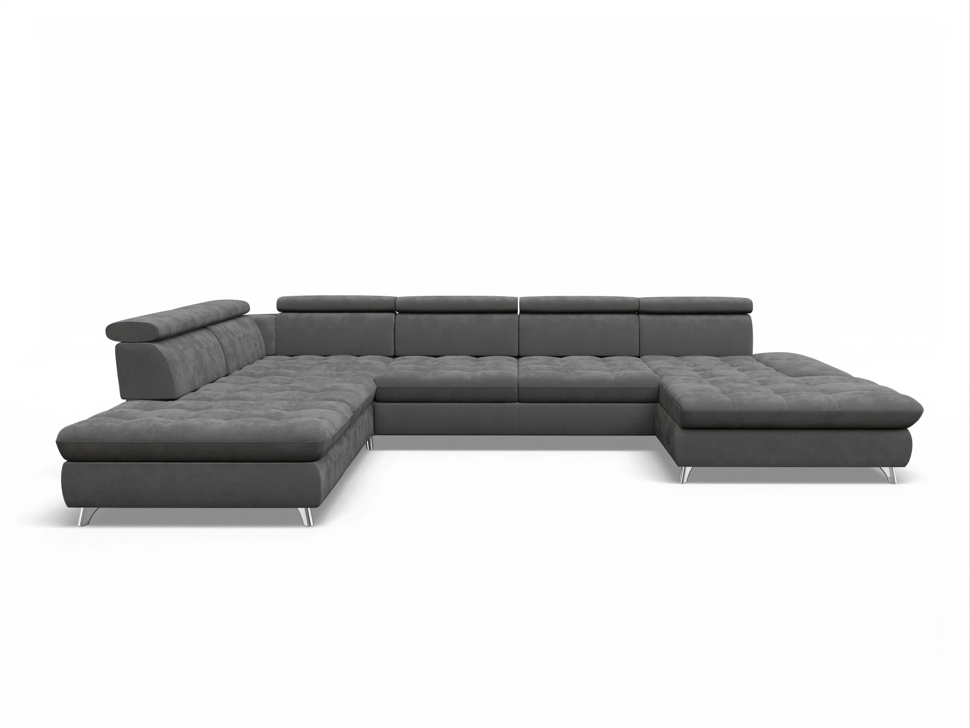 Ansicht des Produktes Memphis Stoff Wohnlandschaft offen beidseitig in Stoff Grau