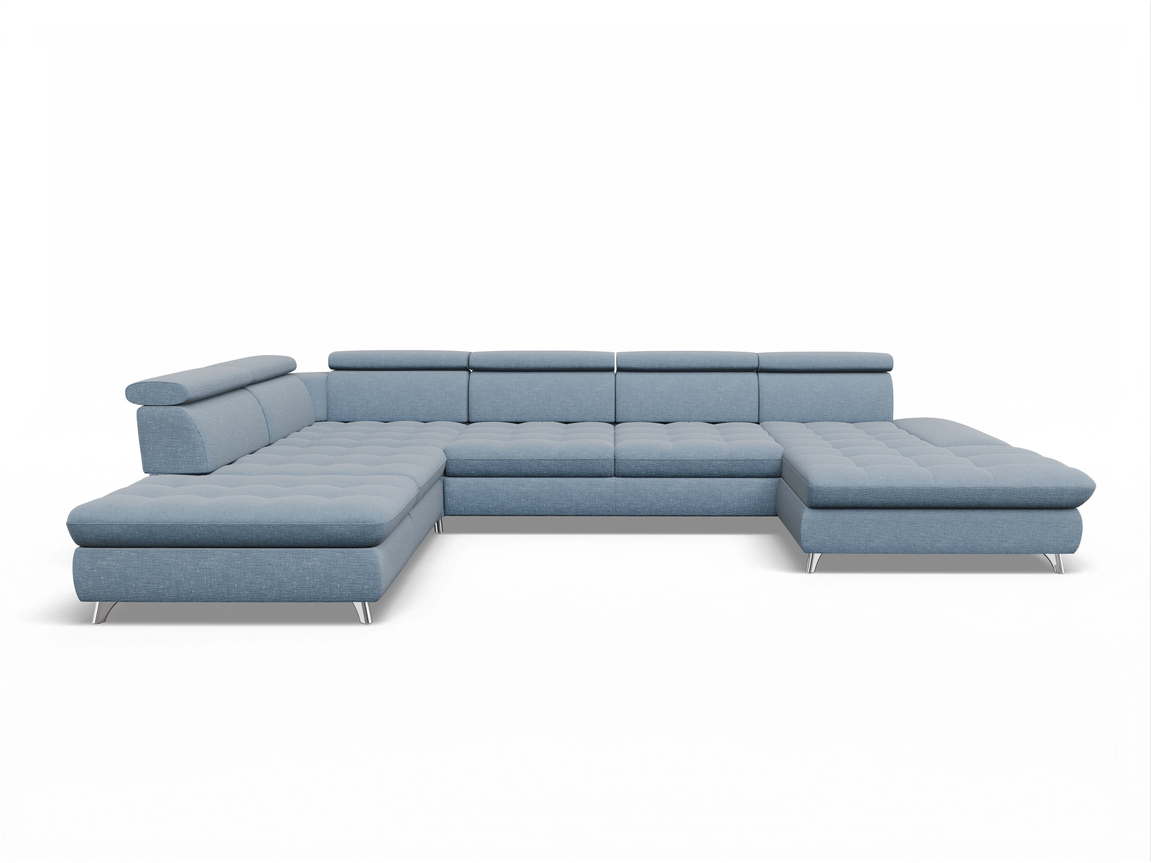 Ansicht des Produktes Memphis Stoff Wohnlandschaft offen beidseitig in Stoff Blau