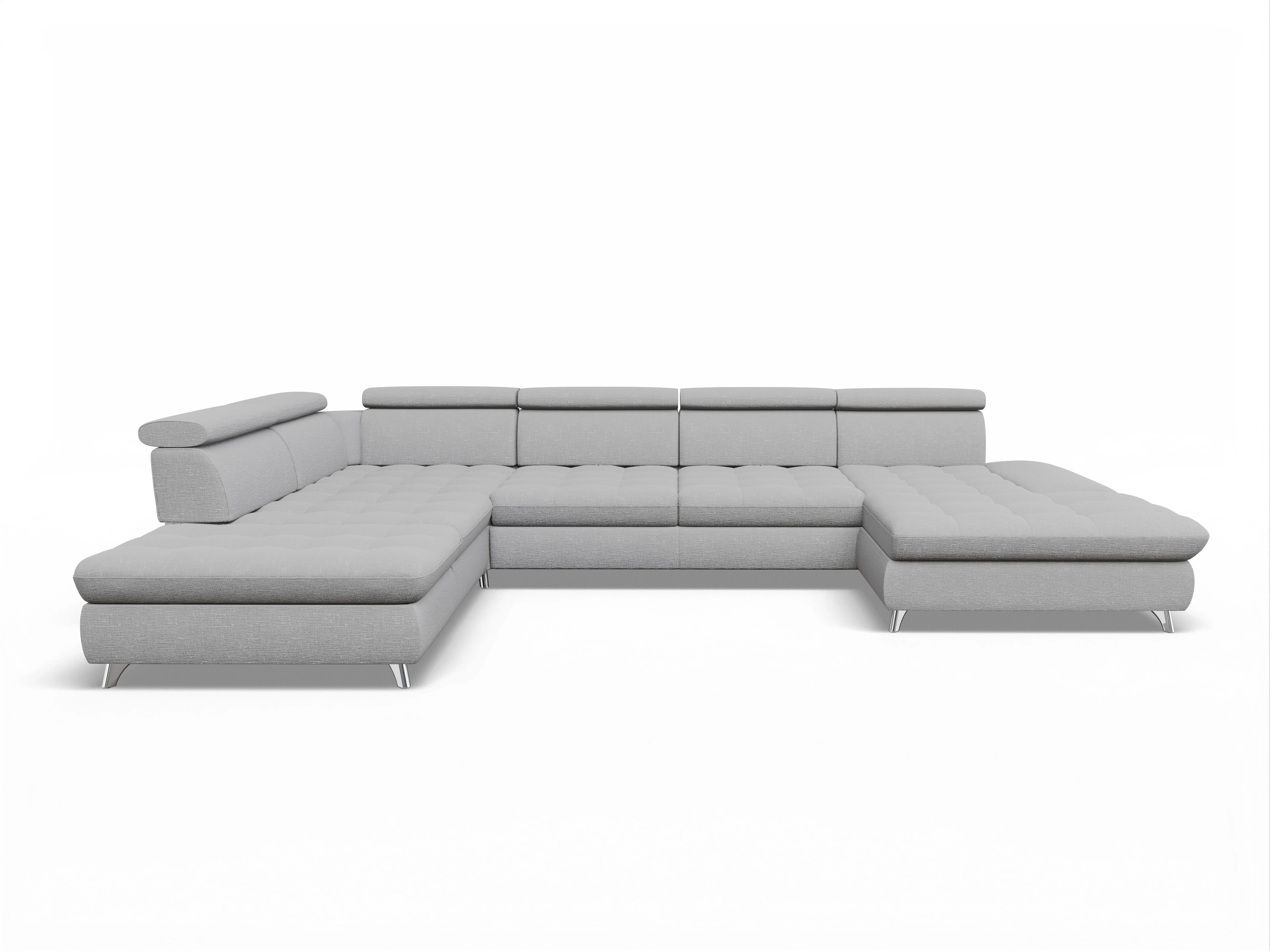 Ansicht des Produktes Memphis Stoff Wohnlandschaft offen beidseitig in Stoff Grau