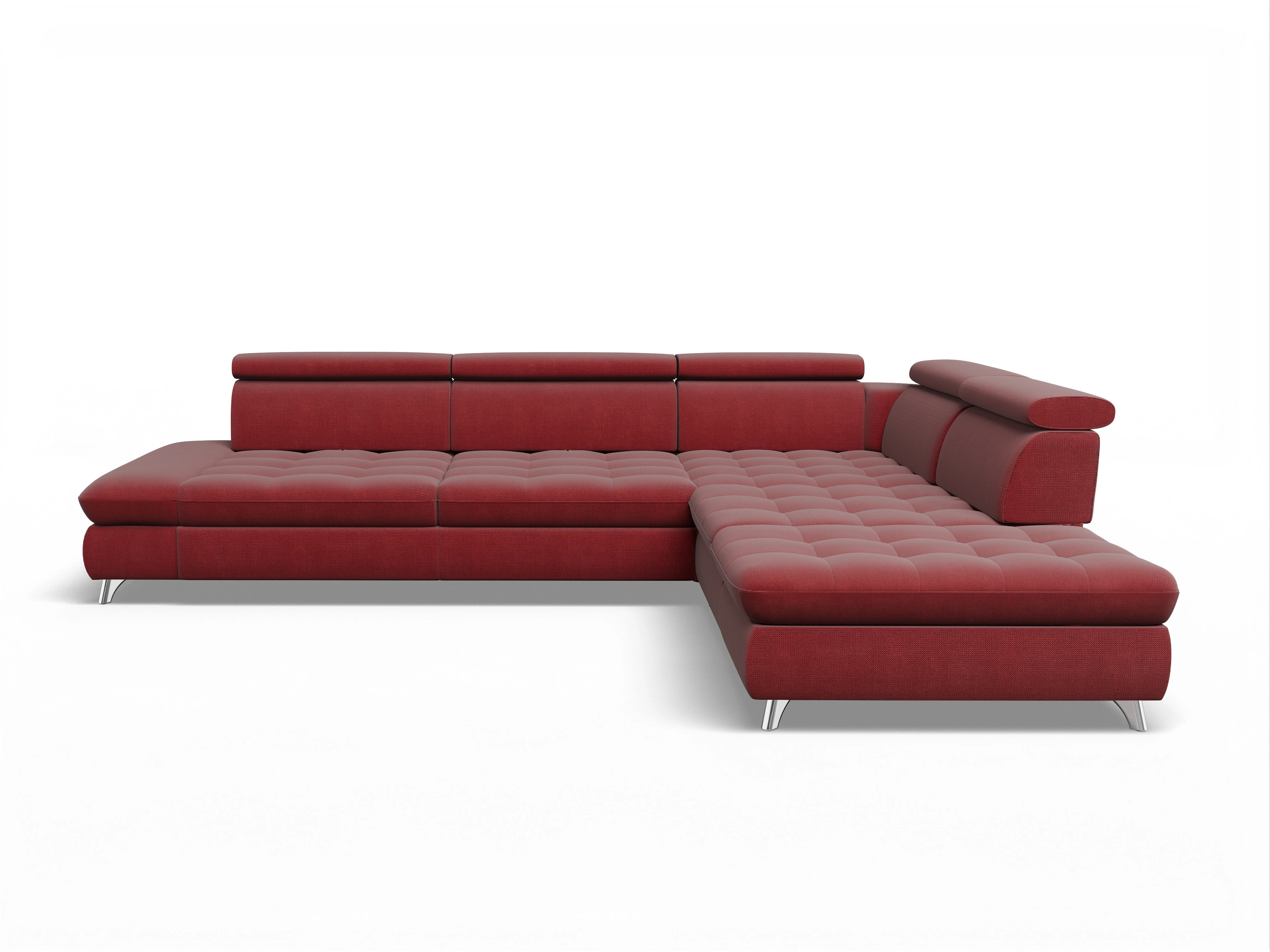 Ansicht des Produktes Memphis Stoff Ecksofa rechts Abschluss offen in Stoff Rot