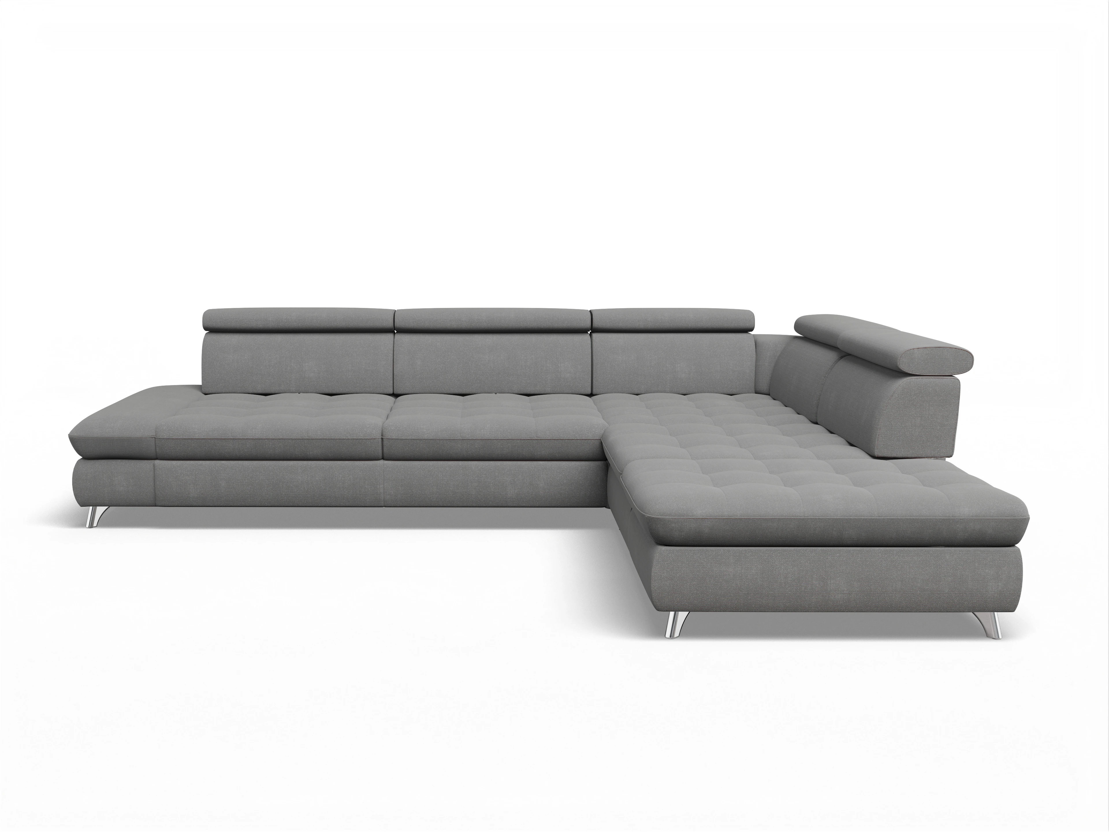 Ansicht des Produktes Memphis Stoff Ecksofa rechts Abschluss offen in Stoff Grau