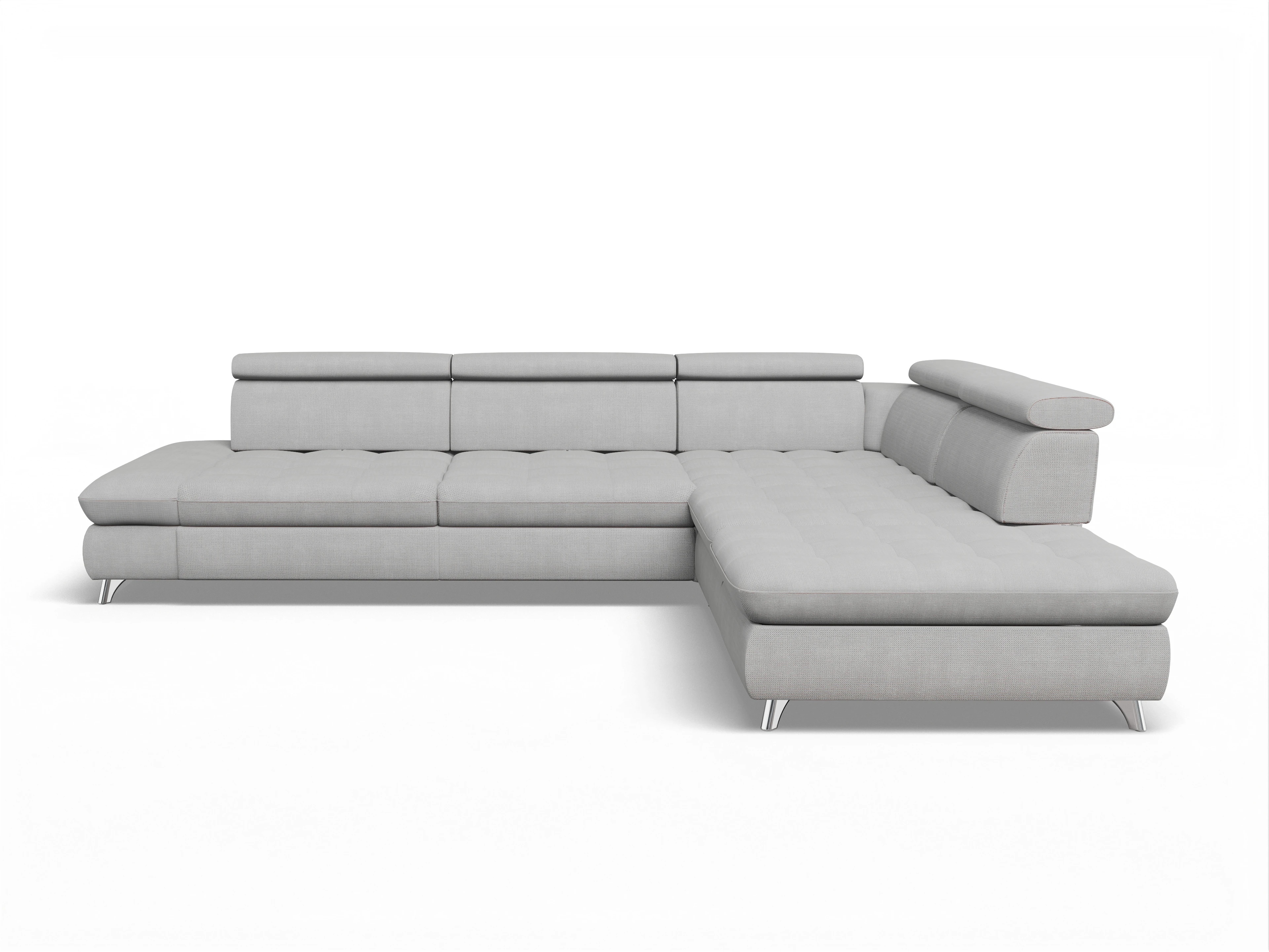 Ansicht des Produktes Memphis Stoff Ecksofa rechts Abschluss offen in Stoff Grau