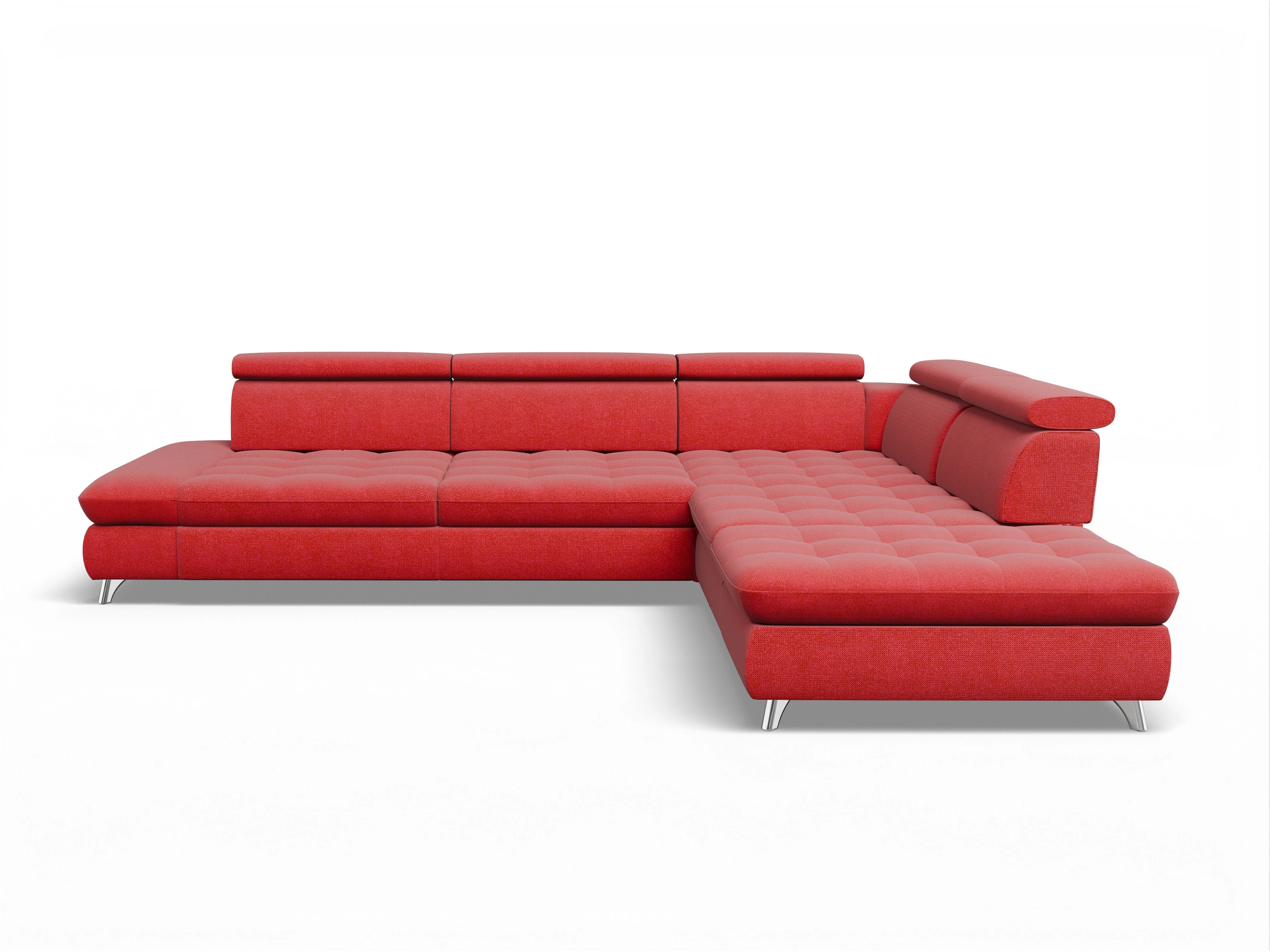 Ansicht des Produktes Memphis Stoff Ecksofa rechts Abschluss offen in Stoff Rot