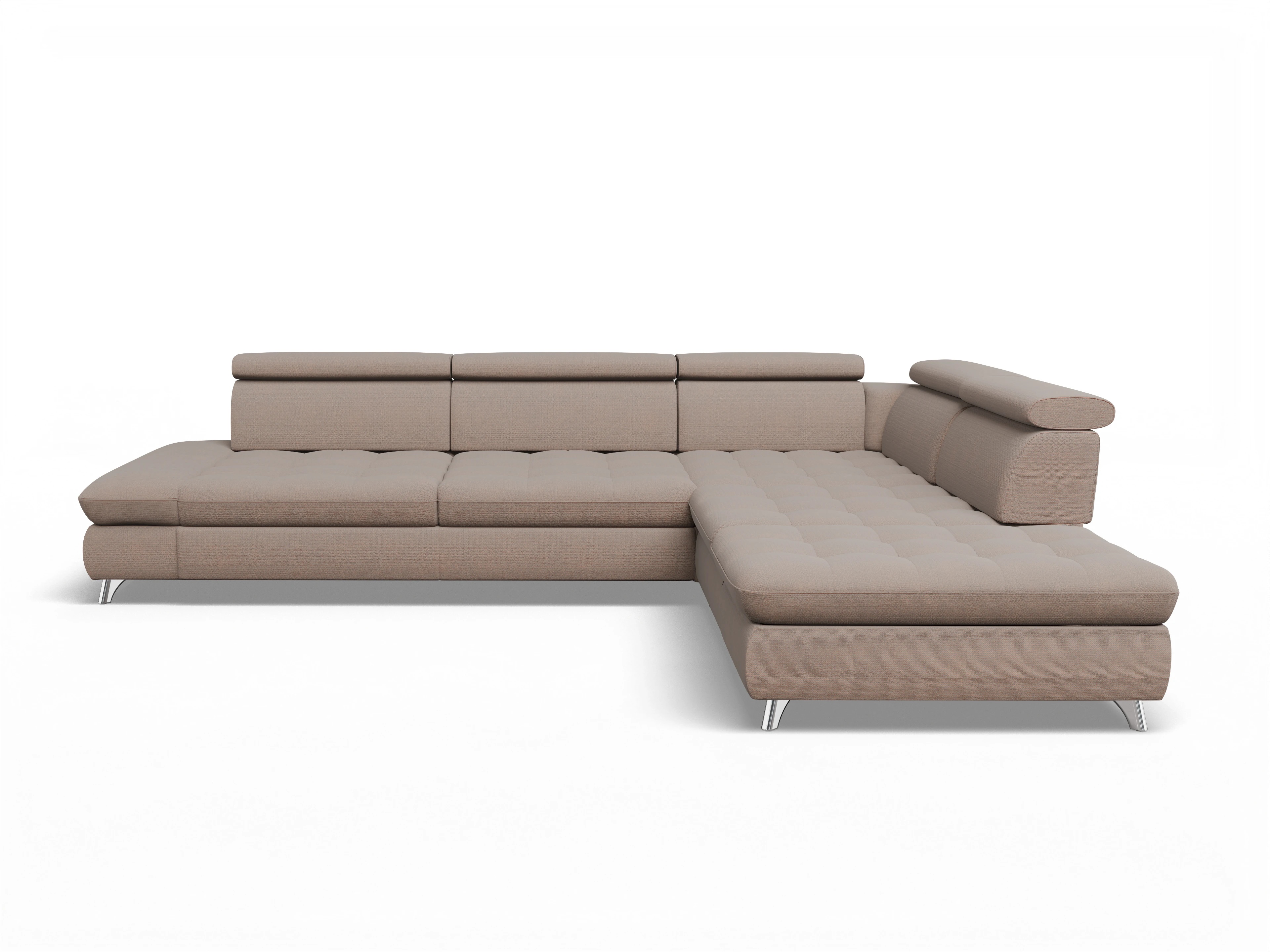 Ansicht des Produktes Memphis Stoff Ecksofa rechts Abschluss offen in Stoff Braun