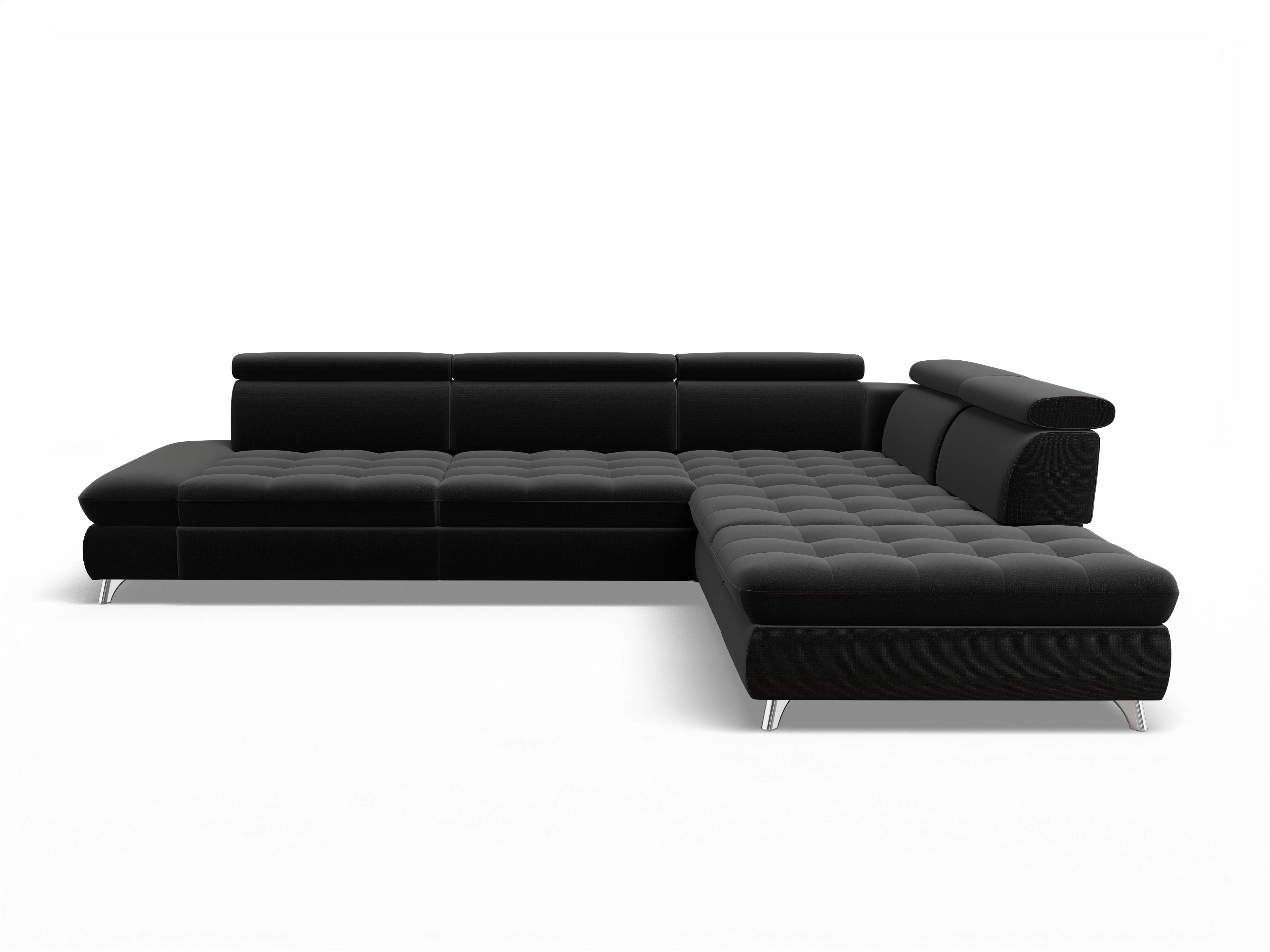 Ansicht des Produktes Memphis Stoff Ecksofa rechts Abschluss offen in Stoff Schwarz