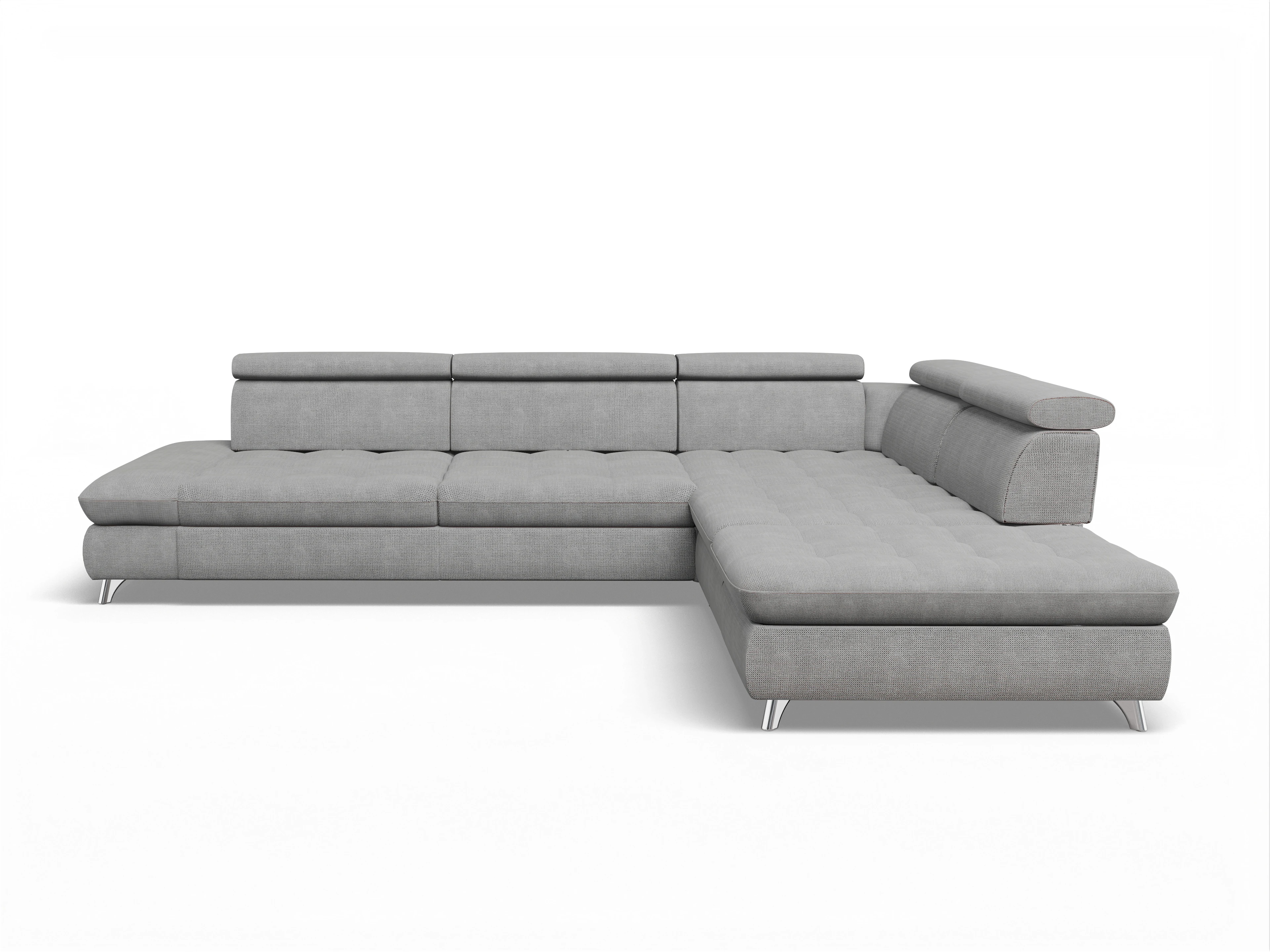 Ansicht des Produktes Memphis Stoff Ecksofa rechts Abschluss offen in Stoff Grau