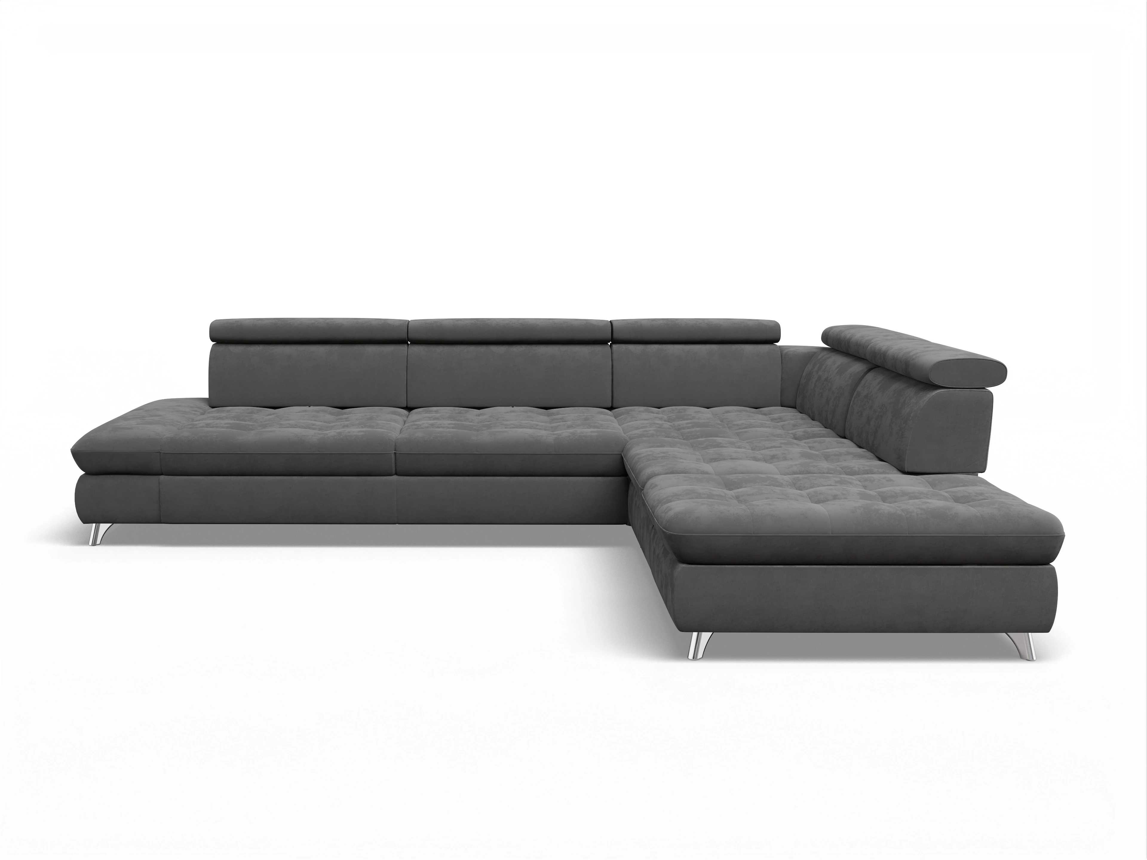 Ansicht des Produktes Memphis Stoff Ecksofa rechts Abschluss offen in Stoff Grau