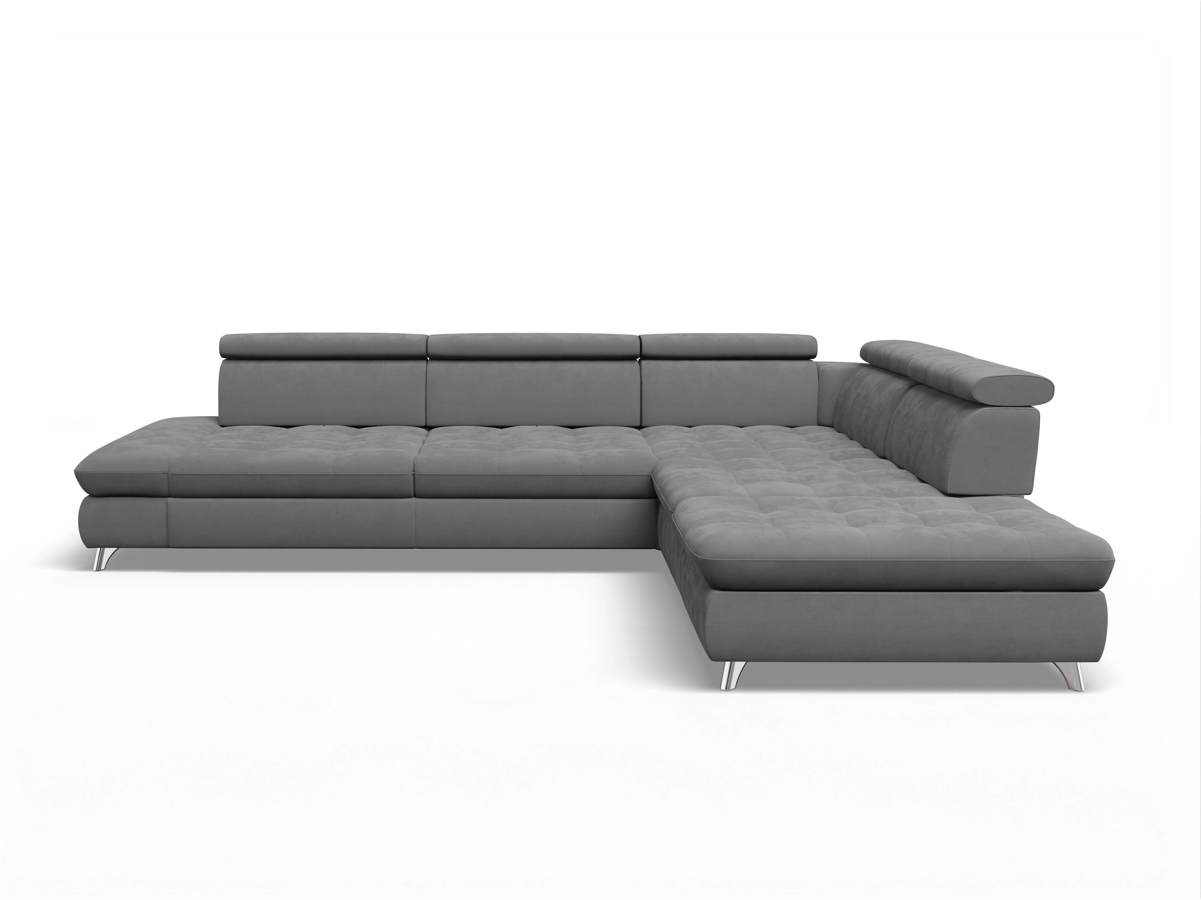 Ansicht des Produktes Memphis Stoff Ecksofa rechts Abschluss offen in Stoff Grau