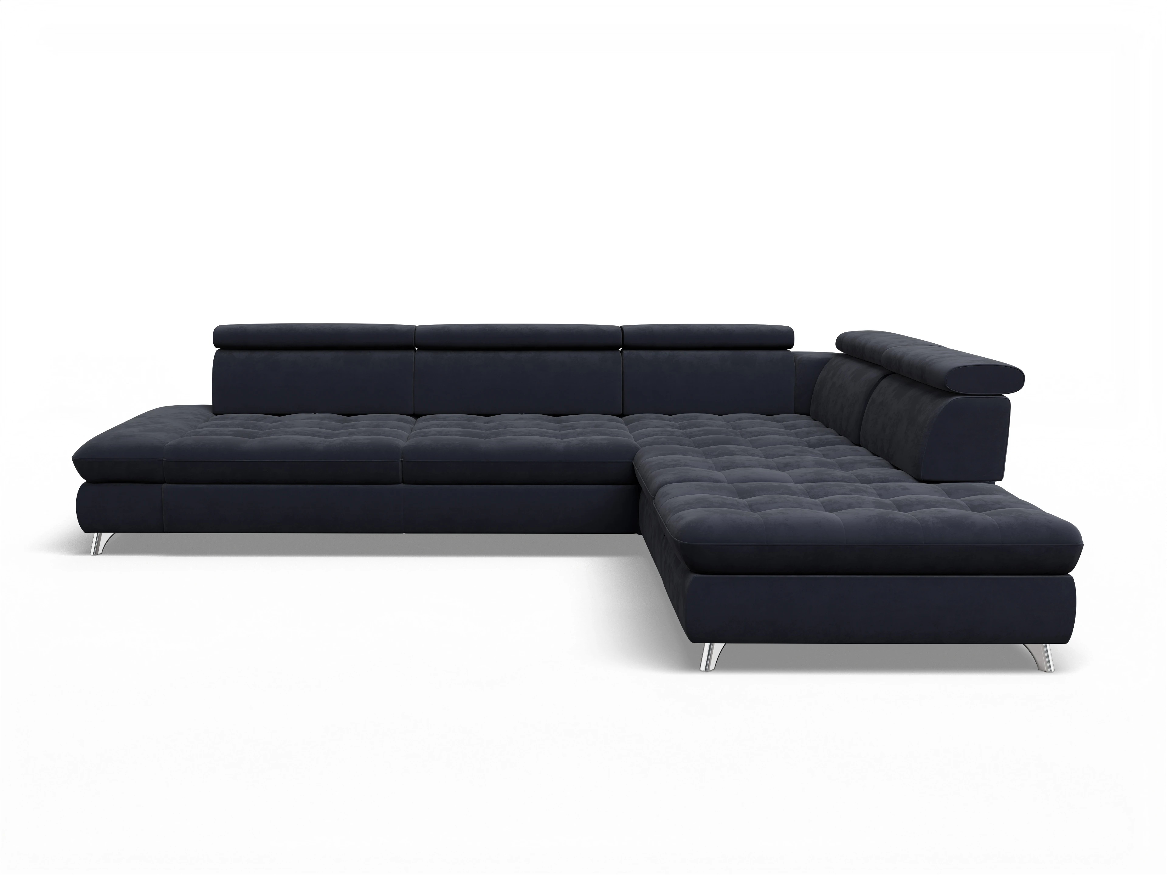 Ansicht des Produktes Memphis Stoff Ecksofa rechts Abschluss offen in Stoff Blau