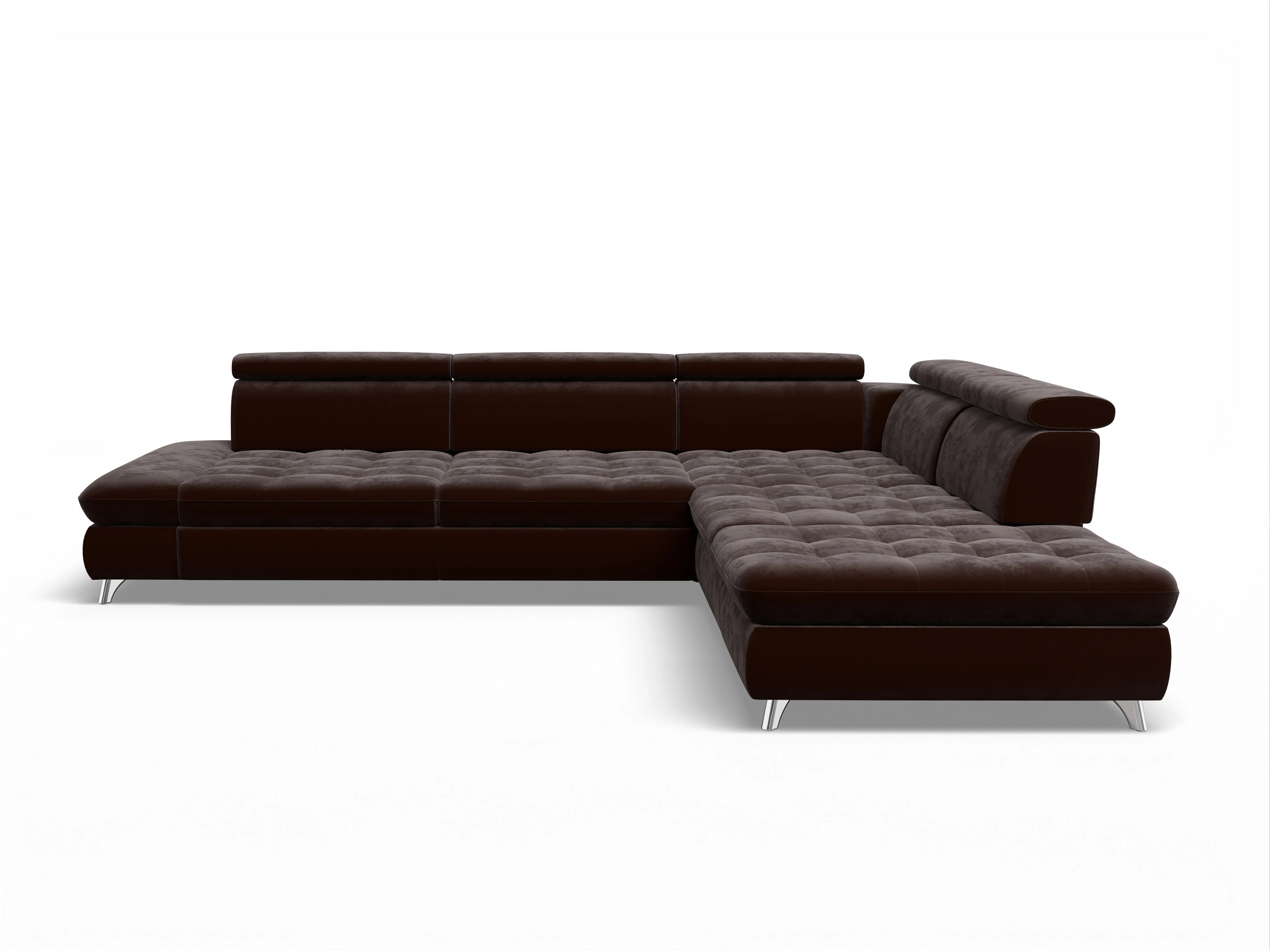 Ansicht des Produktes Memphis Stoff Ecksofa rechts Abschluss offen in Stoff Braun