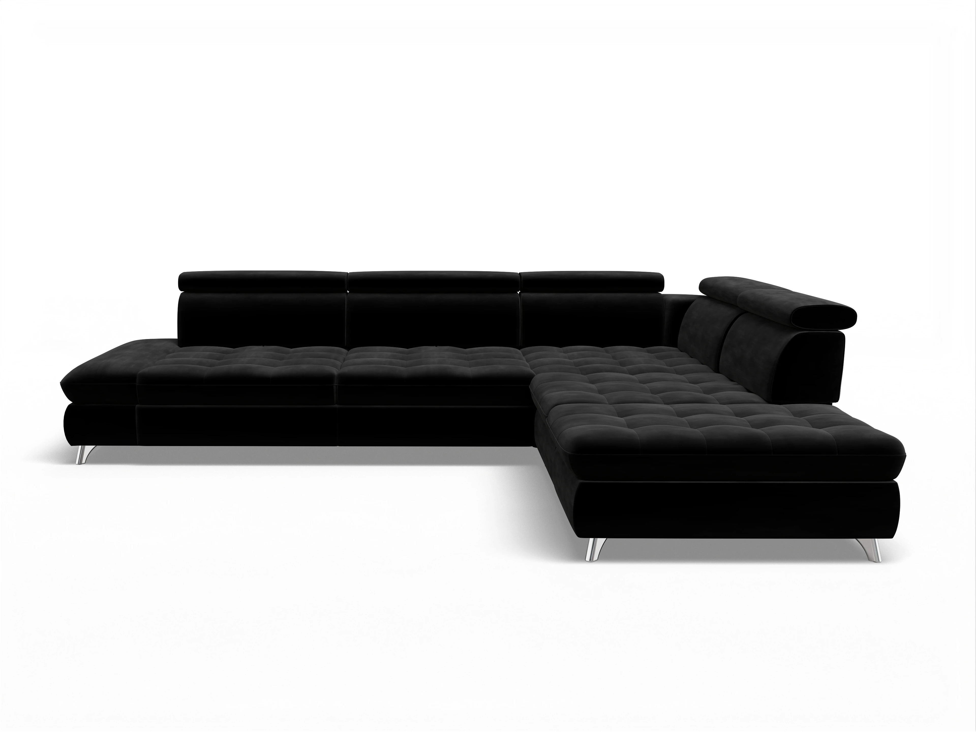 Ansicht des Produktes Memphis Stoff Ecksofa rechts Abschluss offen in Stoff Schwarz