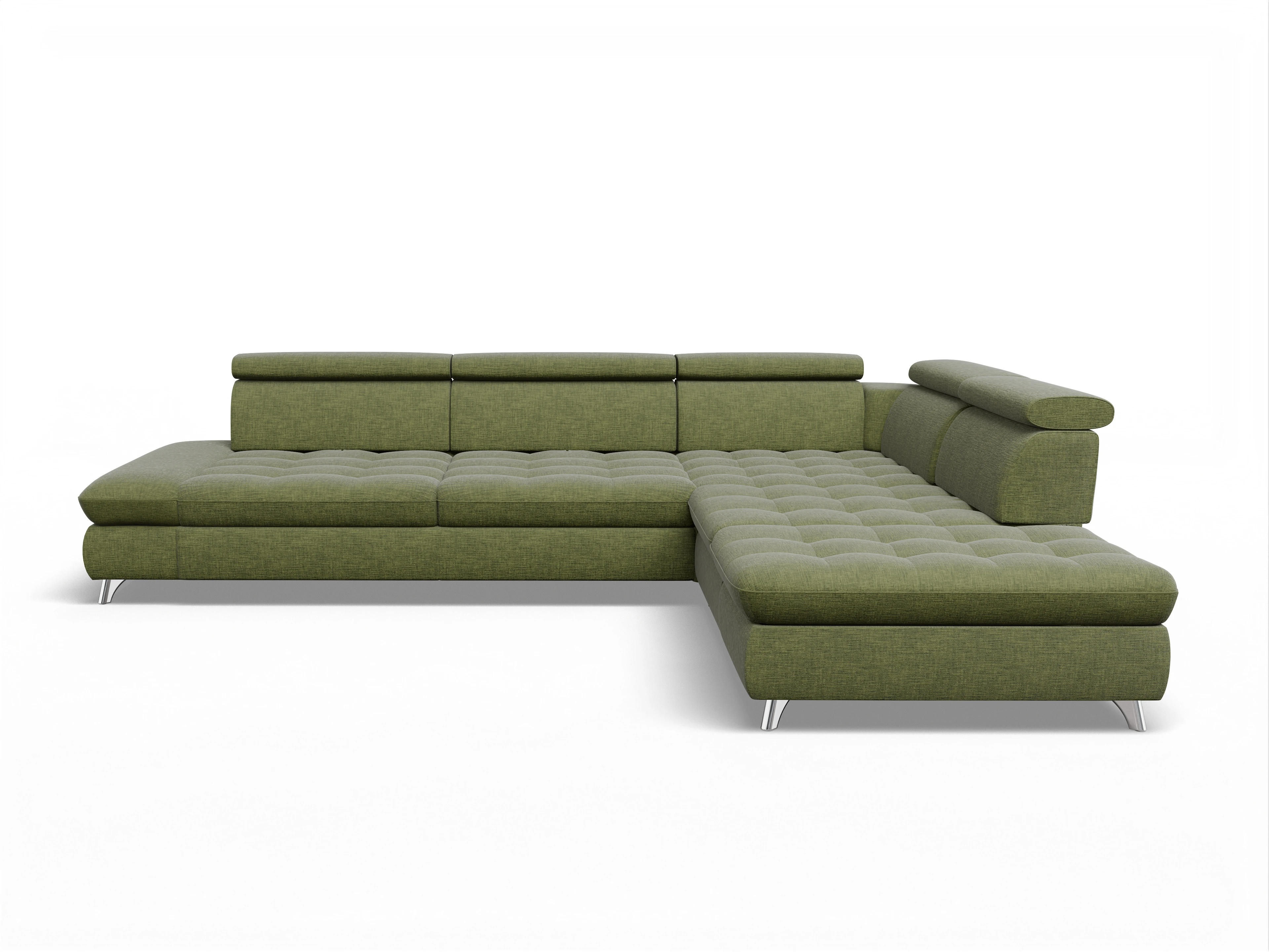 Ansicht des Produktes Memphis Stoff Ecksofa rechts Abschluss offen in Stoff Grün