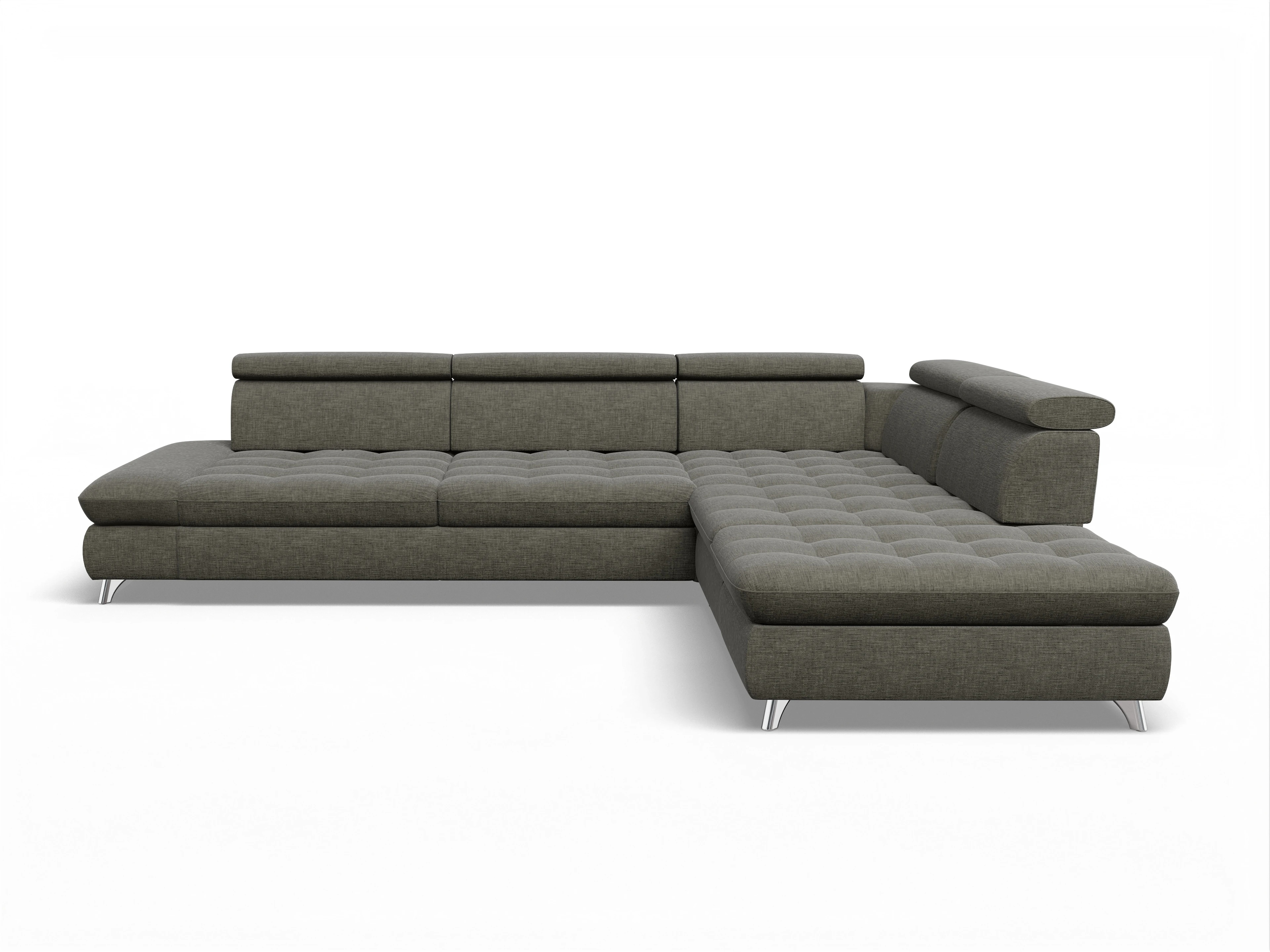 Ansicht des Produktes Memphis Stoff Ecksofa rechts Abschluss offen in Stoff Braun