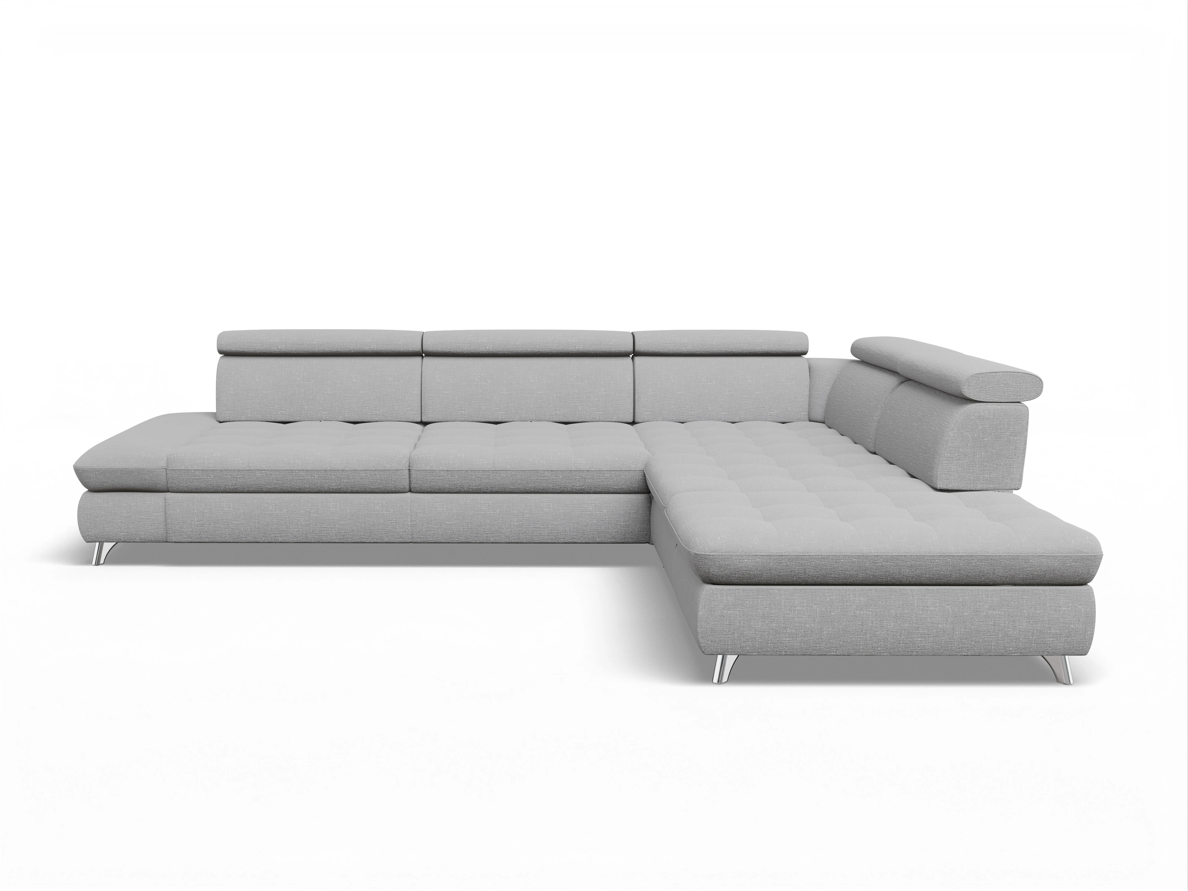 Ansicht des Produktes Memphis Stoff Ecksofa rechts Abschluss offen in Stoff Grau