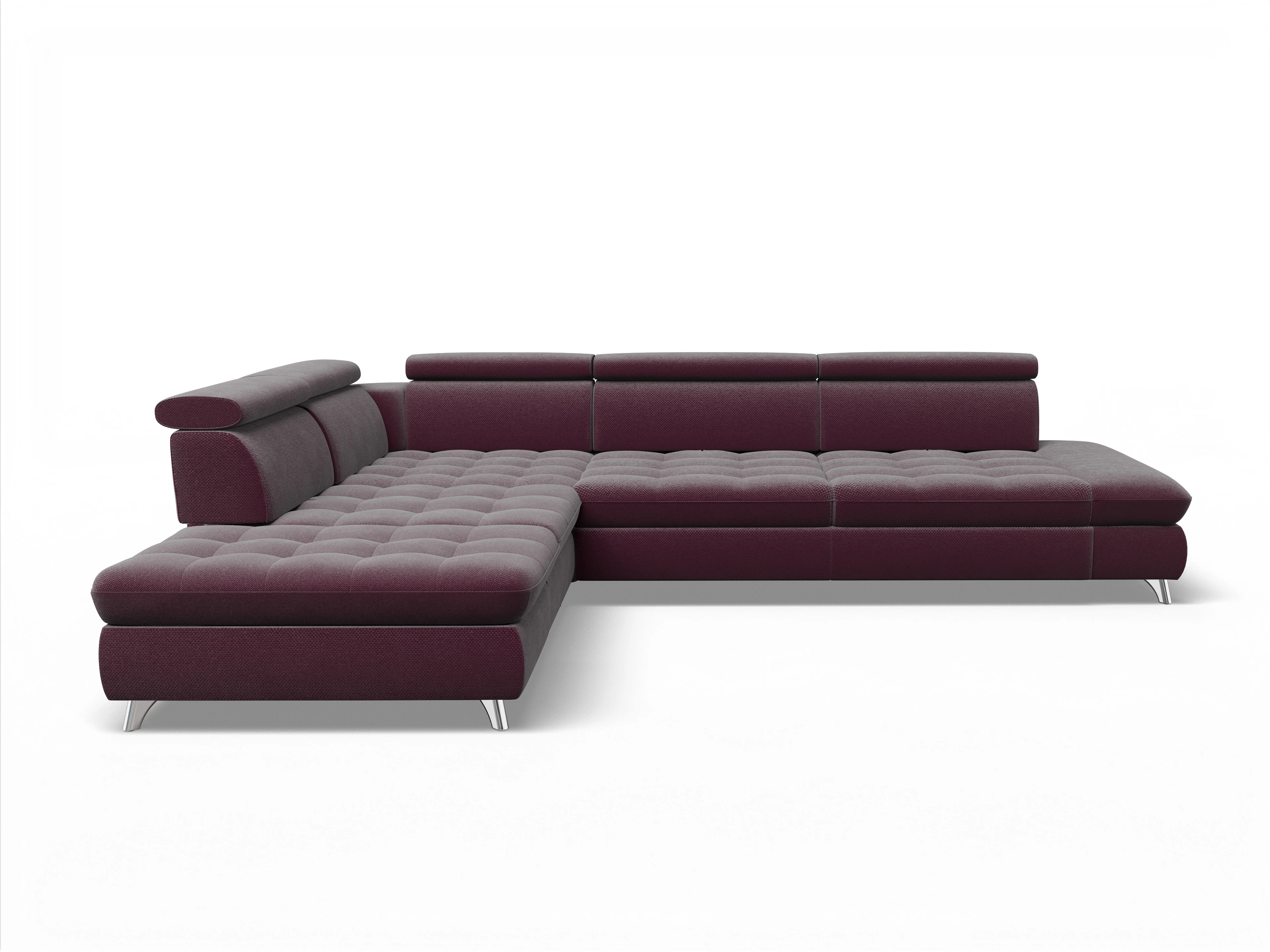 Ansicht des Produktes Memphis Stoff Ecksofa links Abschluss offen in Stoff Rot