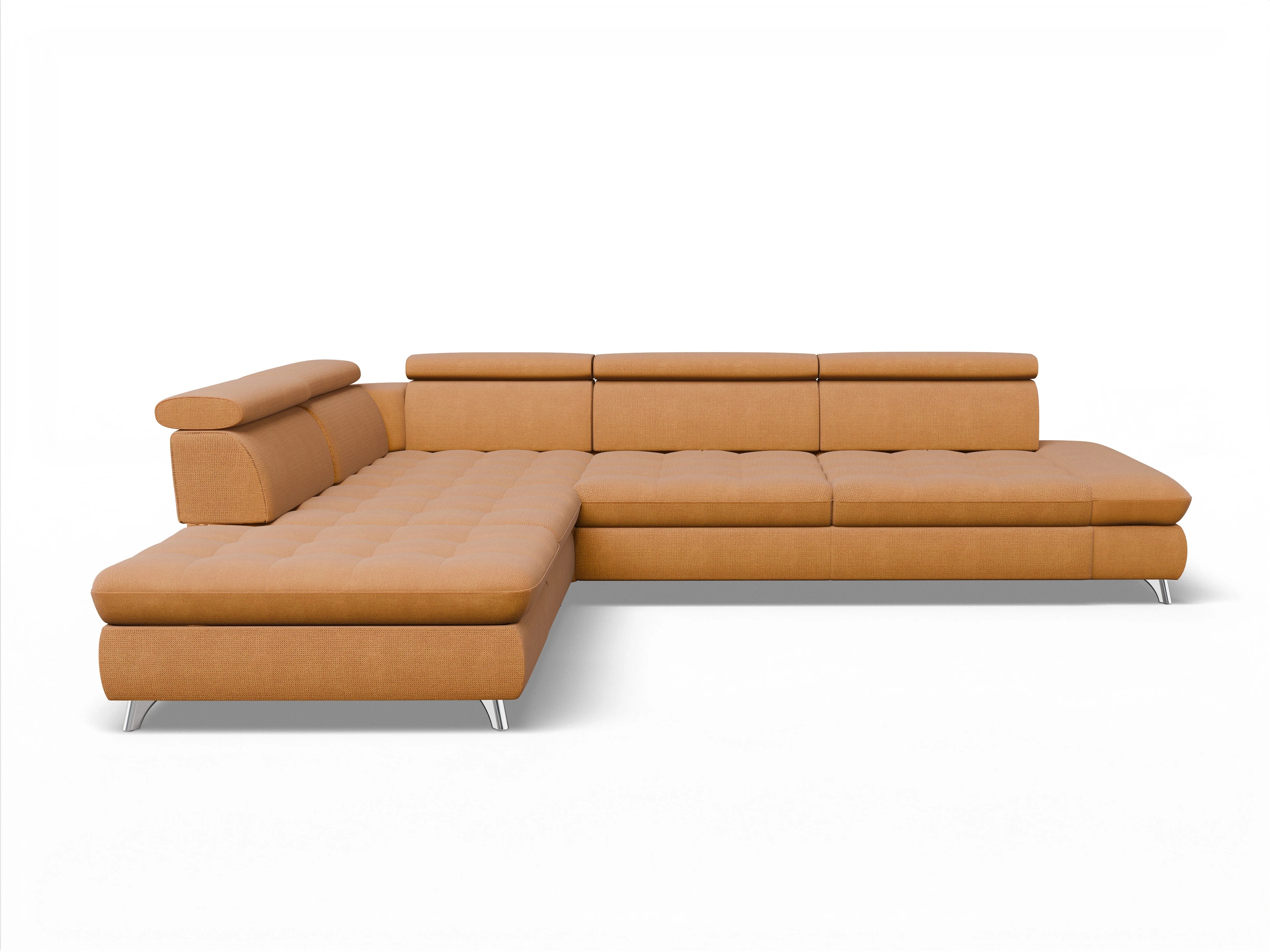 Ansicht des Produktes Memphis Stoff Ecksofa links Abschluss offen in Stoff Gelb