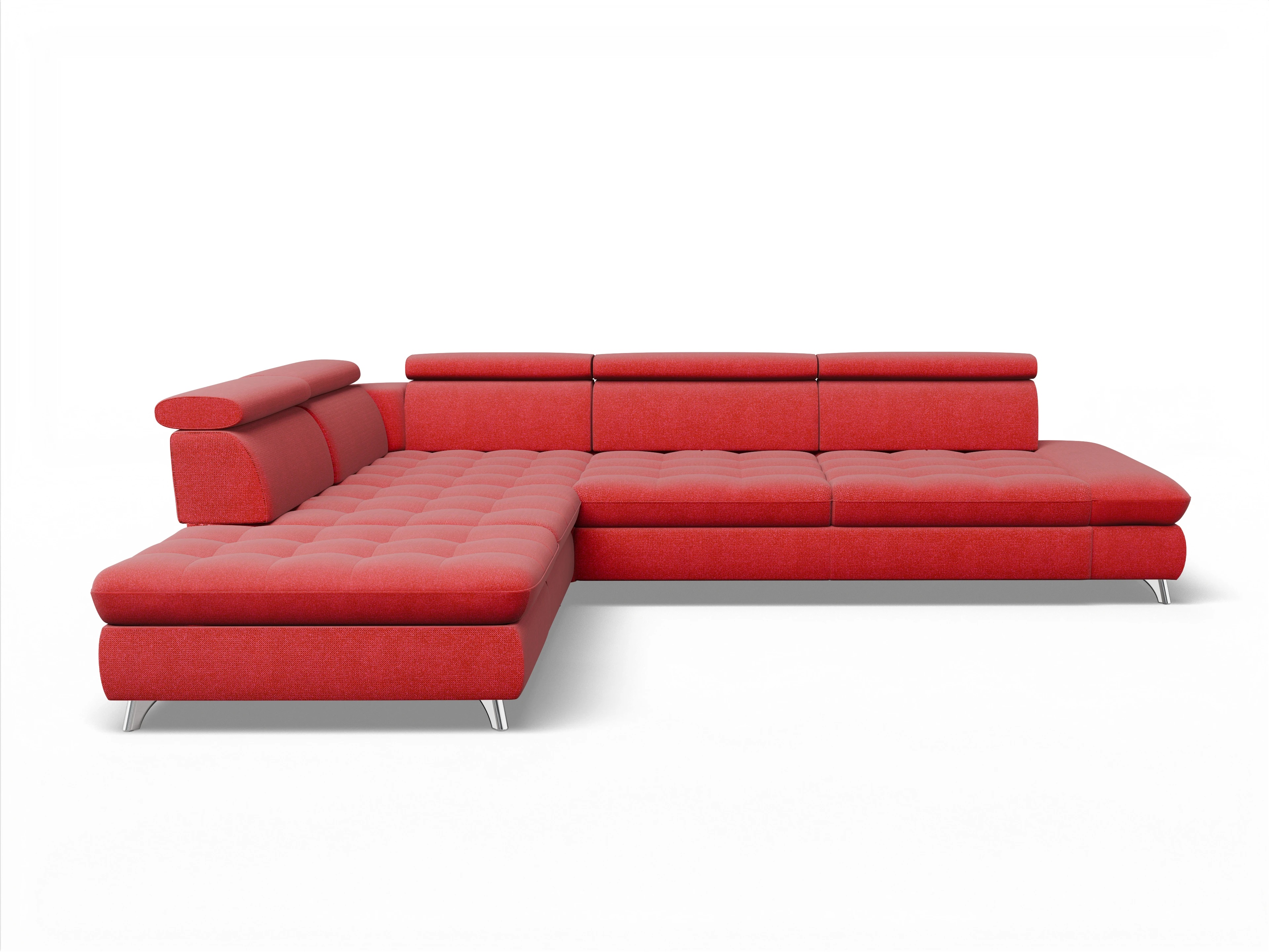 Ansicht des Produktes Memphis Stoff Ecksofa links Abschluss offen in Stoff Rot