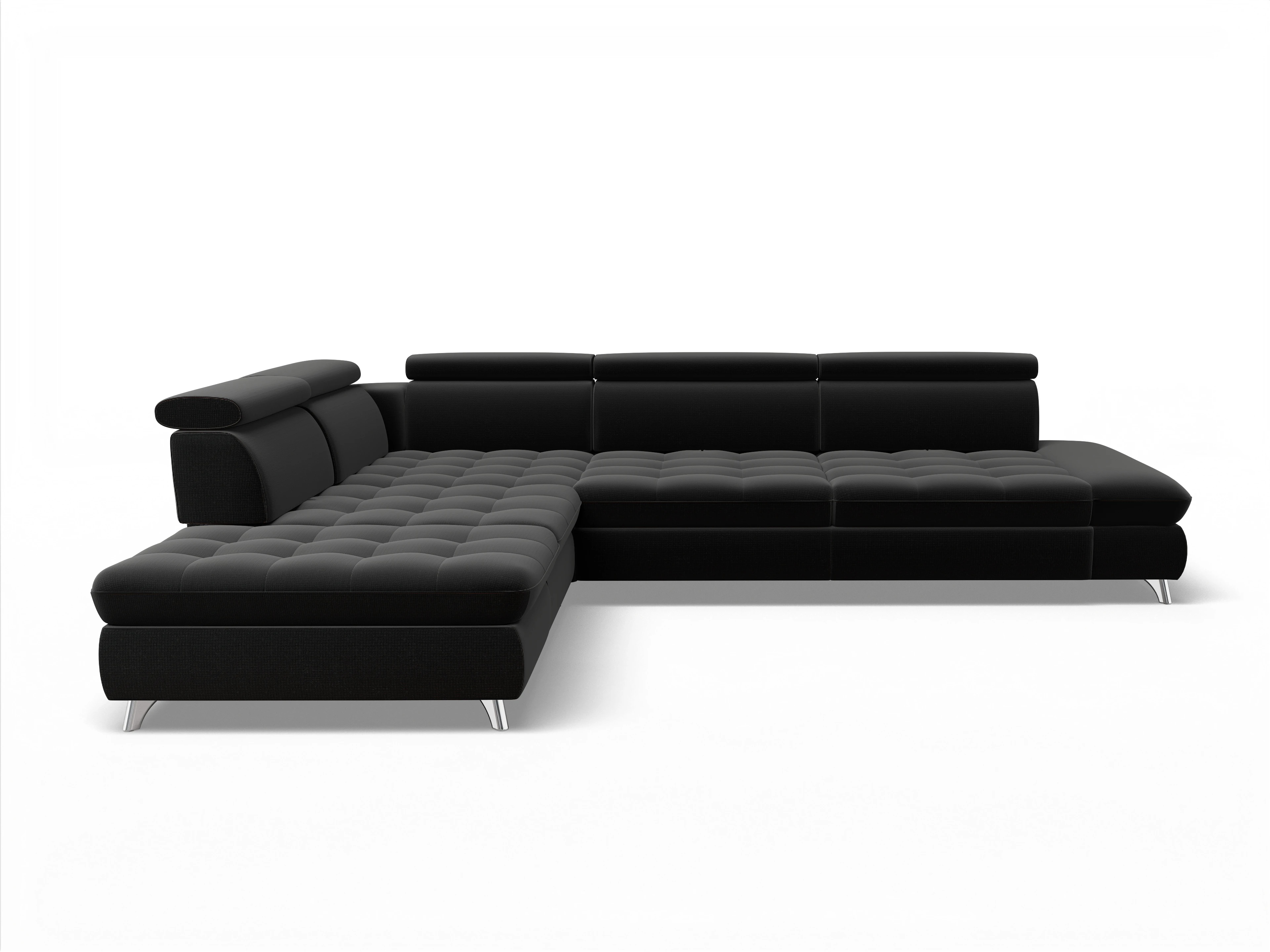 Ansicht des Produktes Memphis Stoff Ecksofa links Abschluss offen in Stoff Schwarz