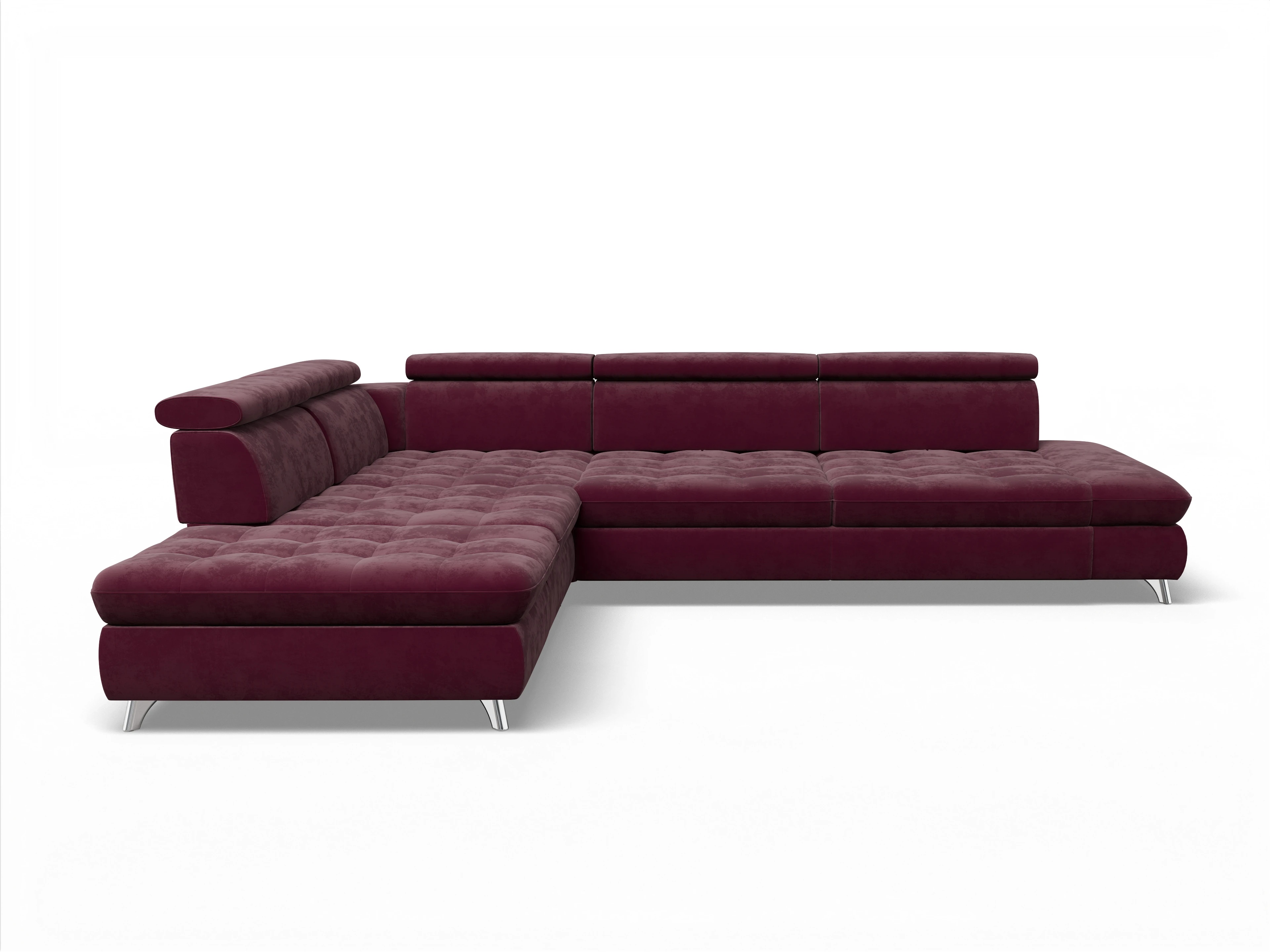 Ansicht des Produktes Memphis Stoff Ecksofa links Abschluss offen in Stoff Rot