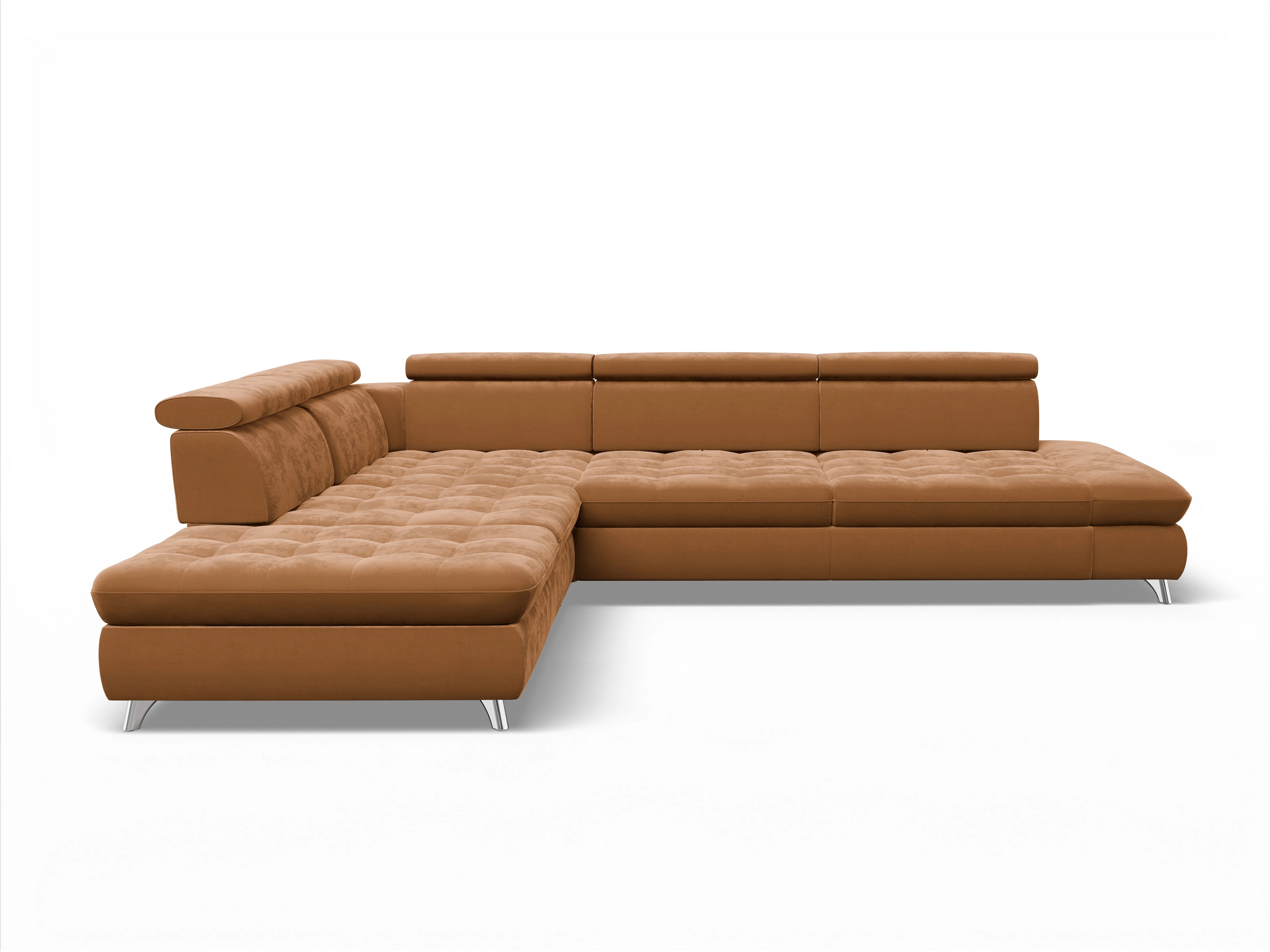 Ansicht des Produktes Memphis Stoff Ecksofa links Abschluss offen in Stoff Gelb