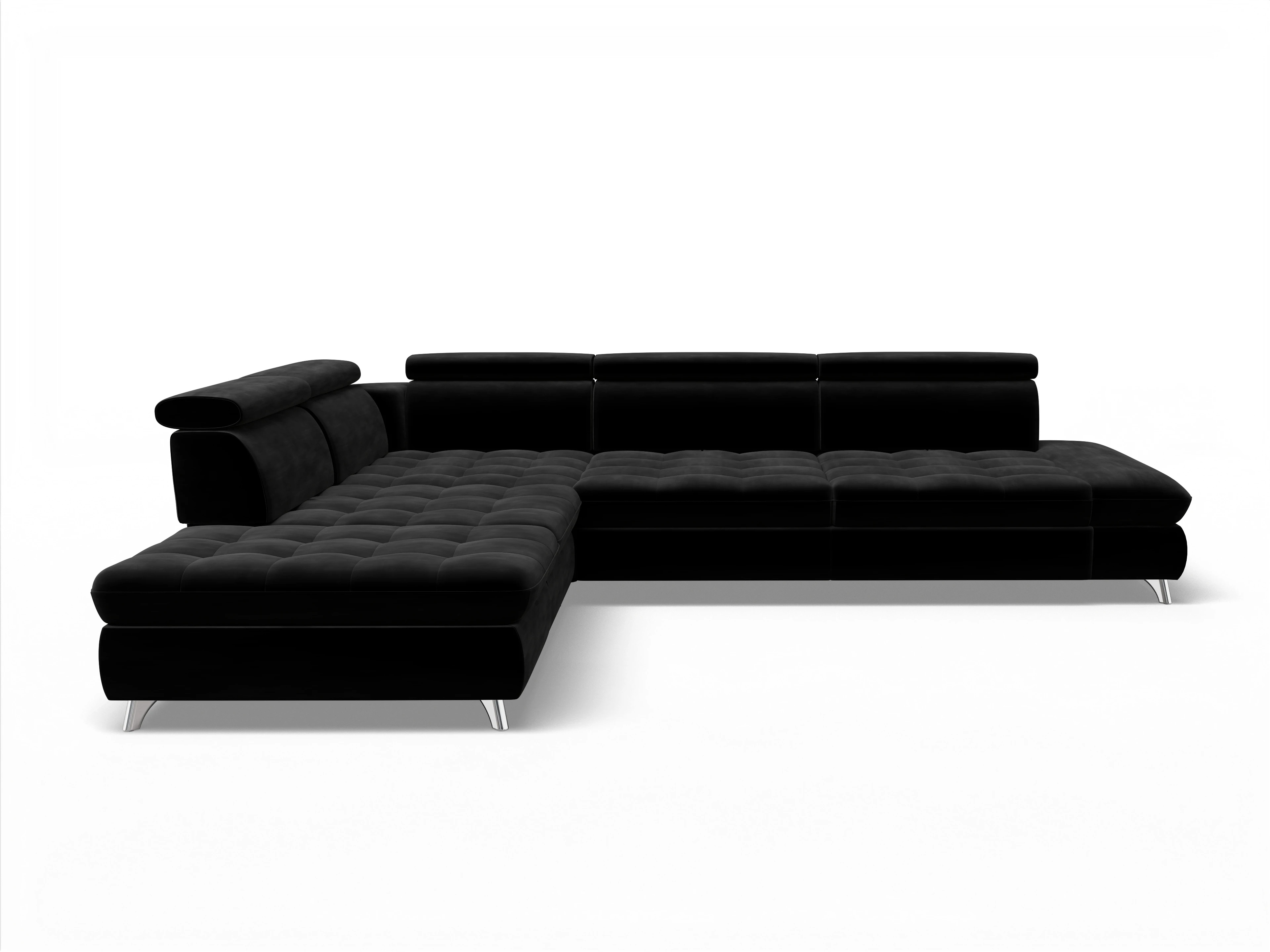 Ansicht des Produktes Memphis Stoff Ecksofa links Abschluss offen in Stoff Schwarz