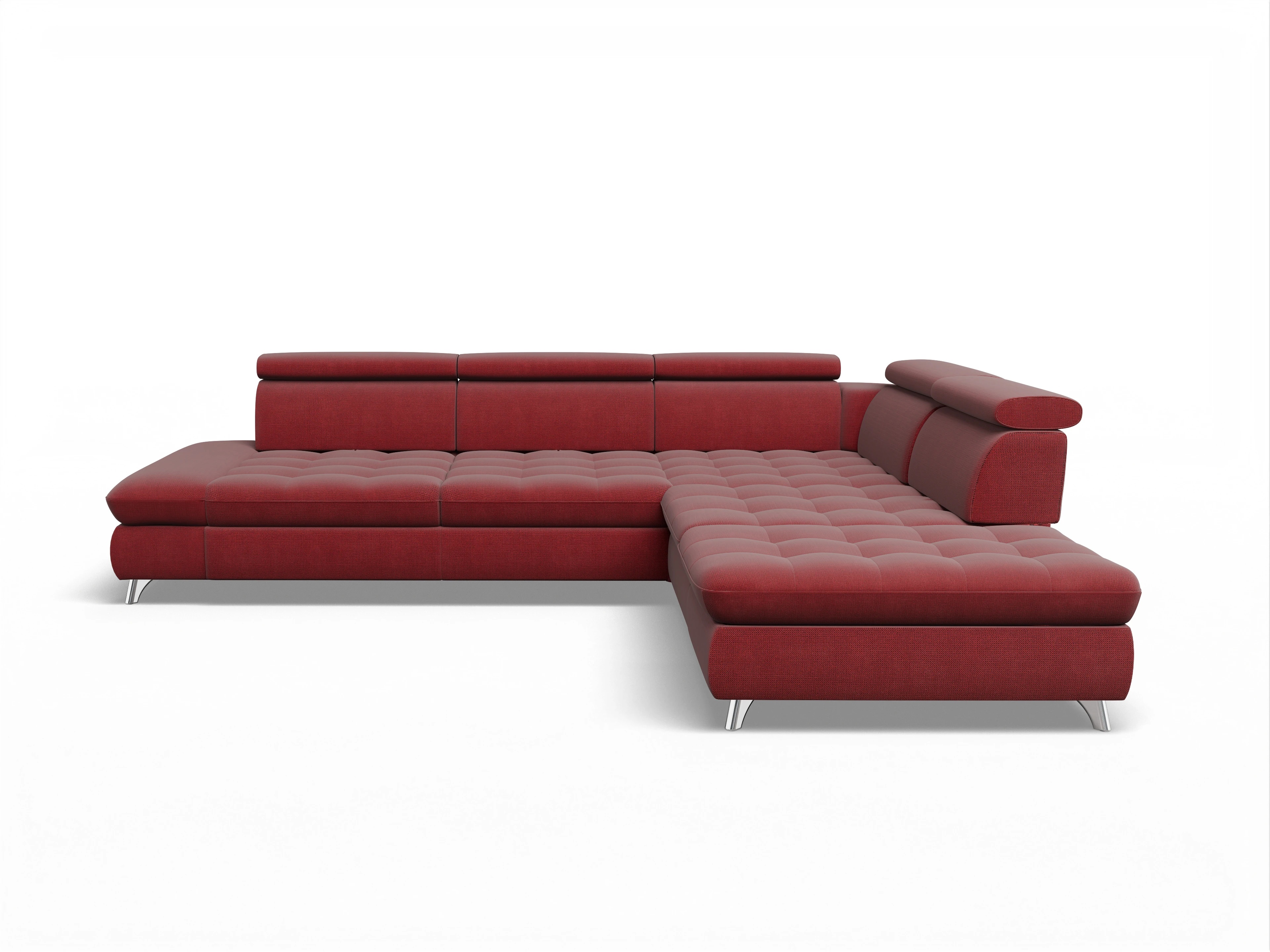 Ansicht des Produktes Memphis Stoff Ecksofa rechts Abschluss offen in Stoff Rot