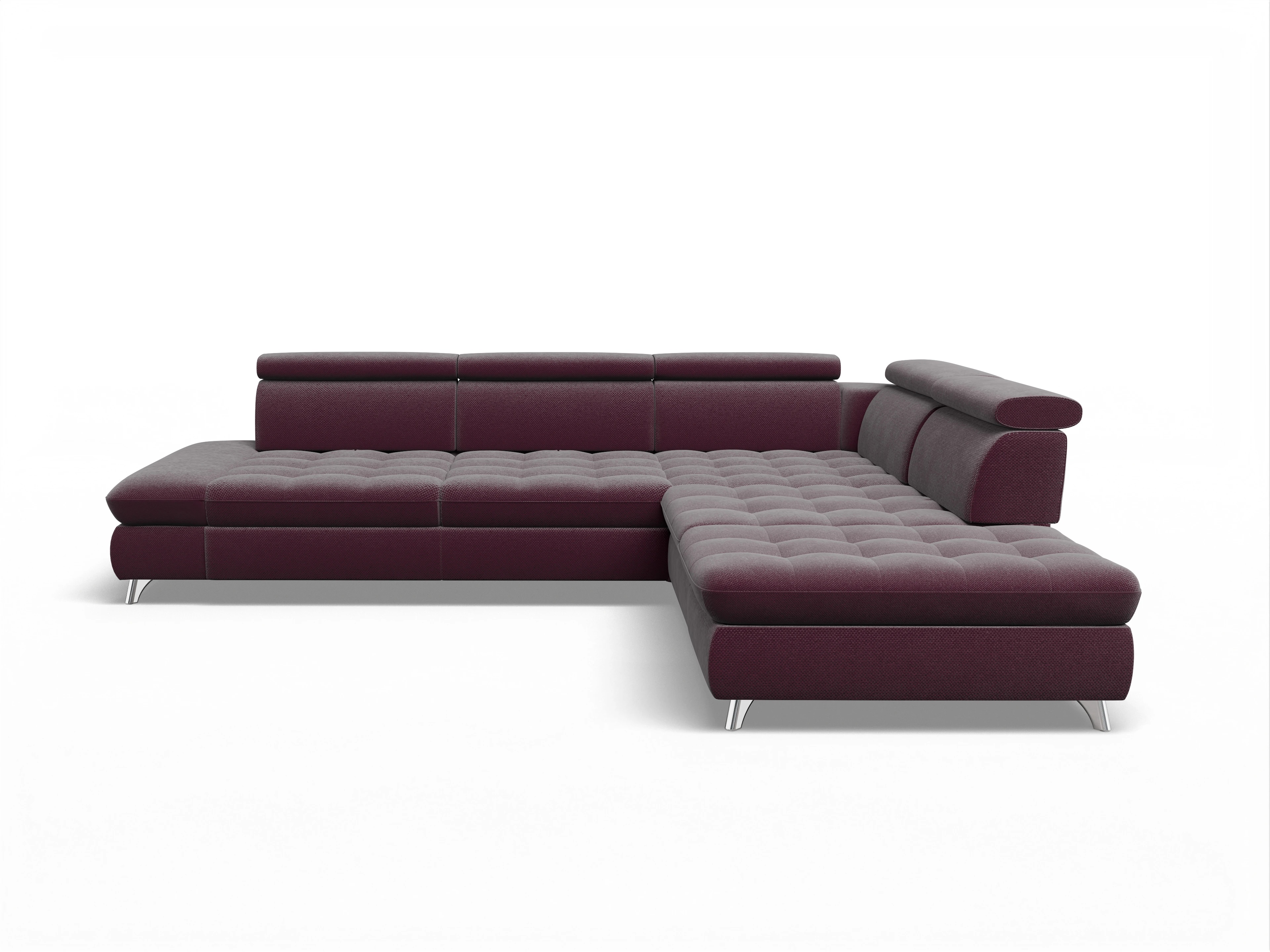 Ansicht des Produktes Memphis Stoff Ecksofa rechts Abschluss offen in Stoff Rot