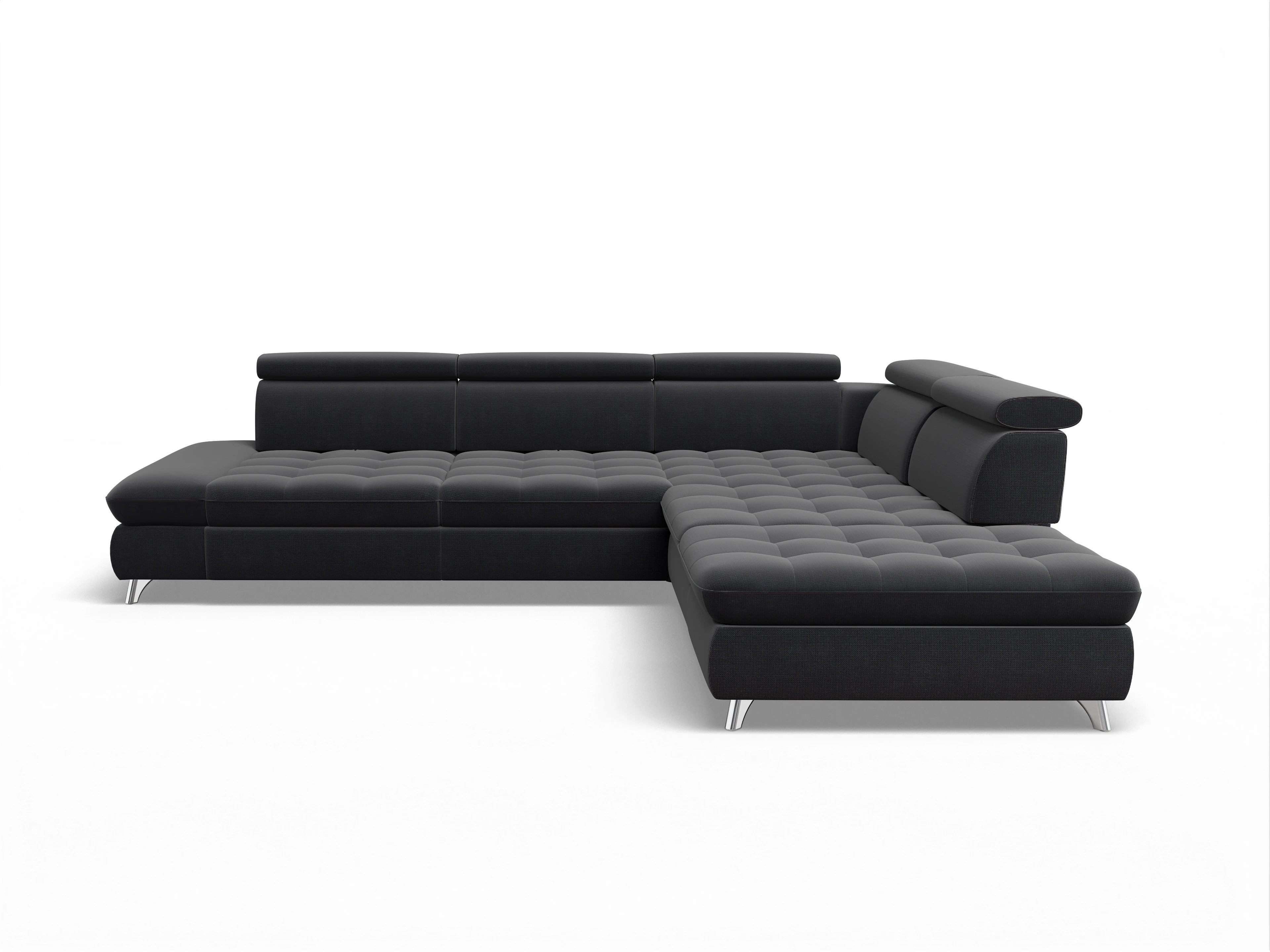 Ansicht des Produktes Memphis Stoff Ecksofa rechts Abschluss offen in Stoff Blau