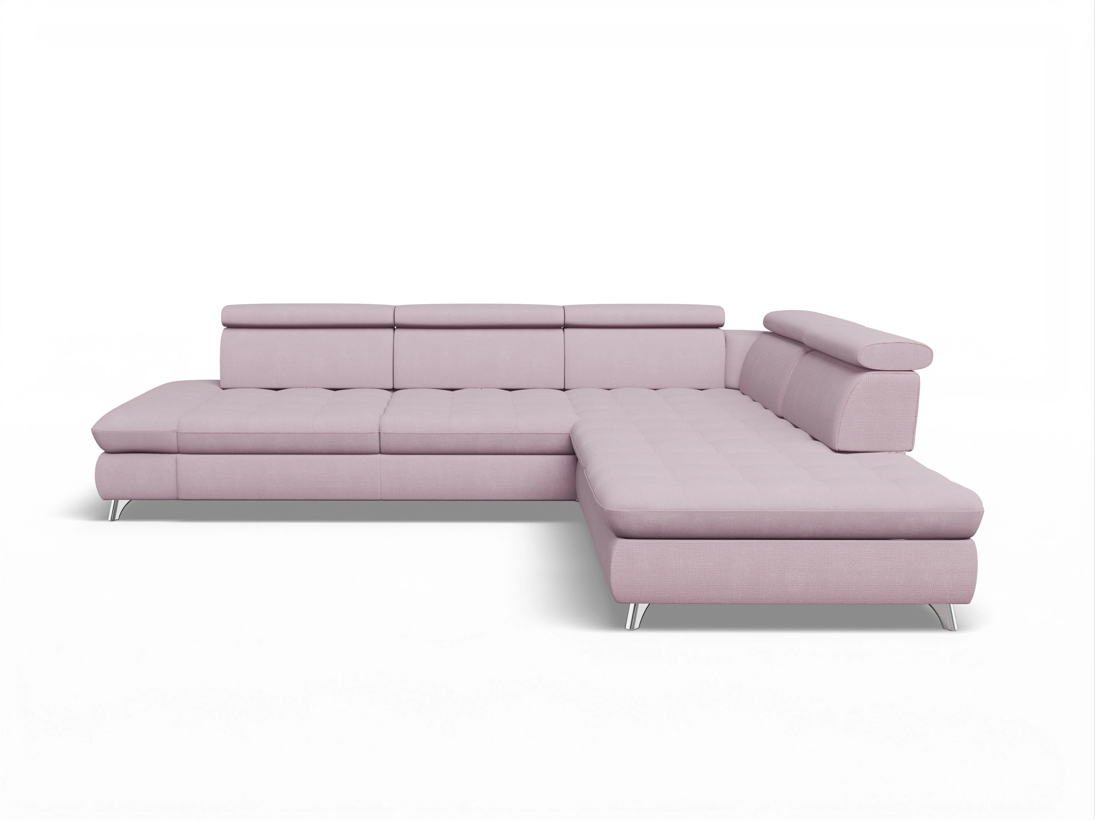 Ansicht des Produktes Memphis Stoff Ecksofa rechts Abschluss offen in Stoff Rosa