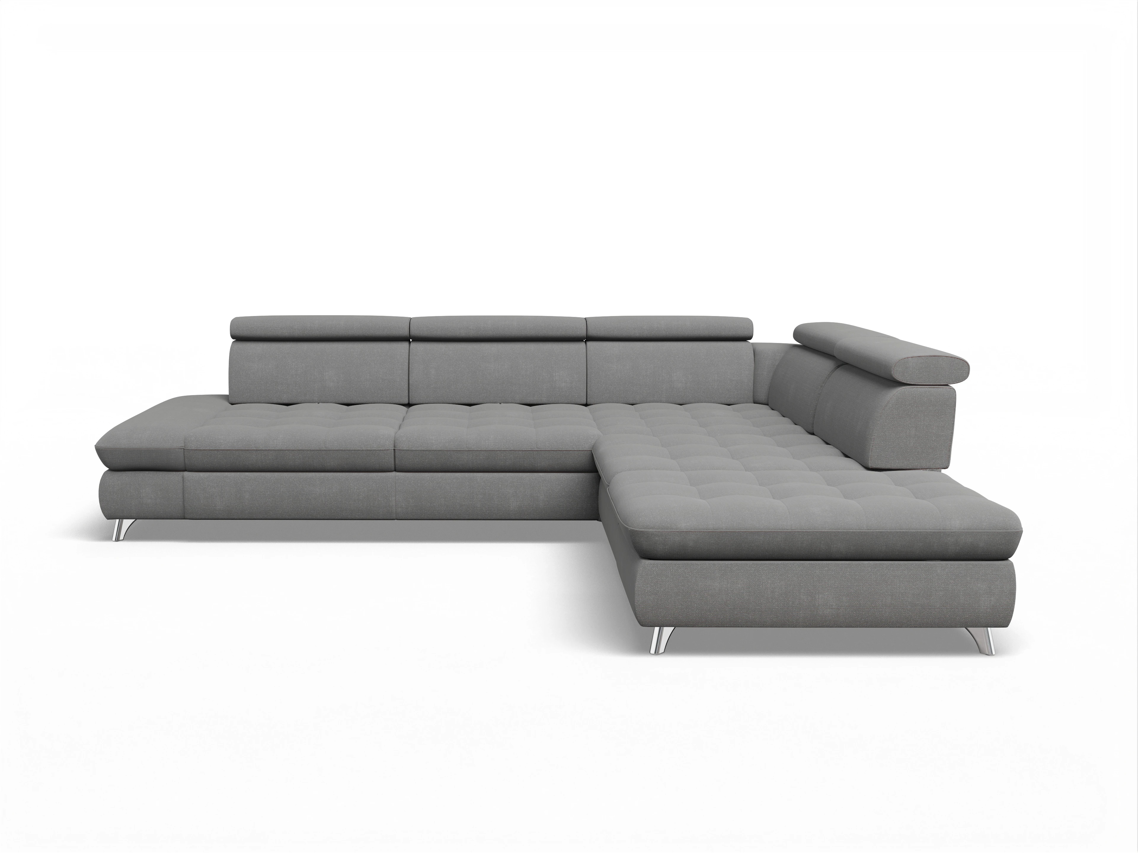 Ansicht des Produktes Memphis Stoff Ecksofa rechts Abschluss offen in Stoff Grau