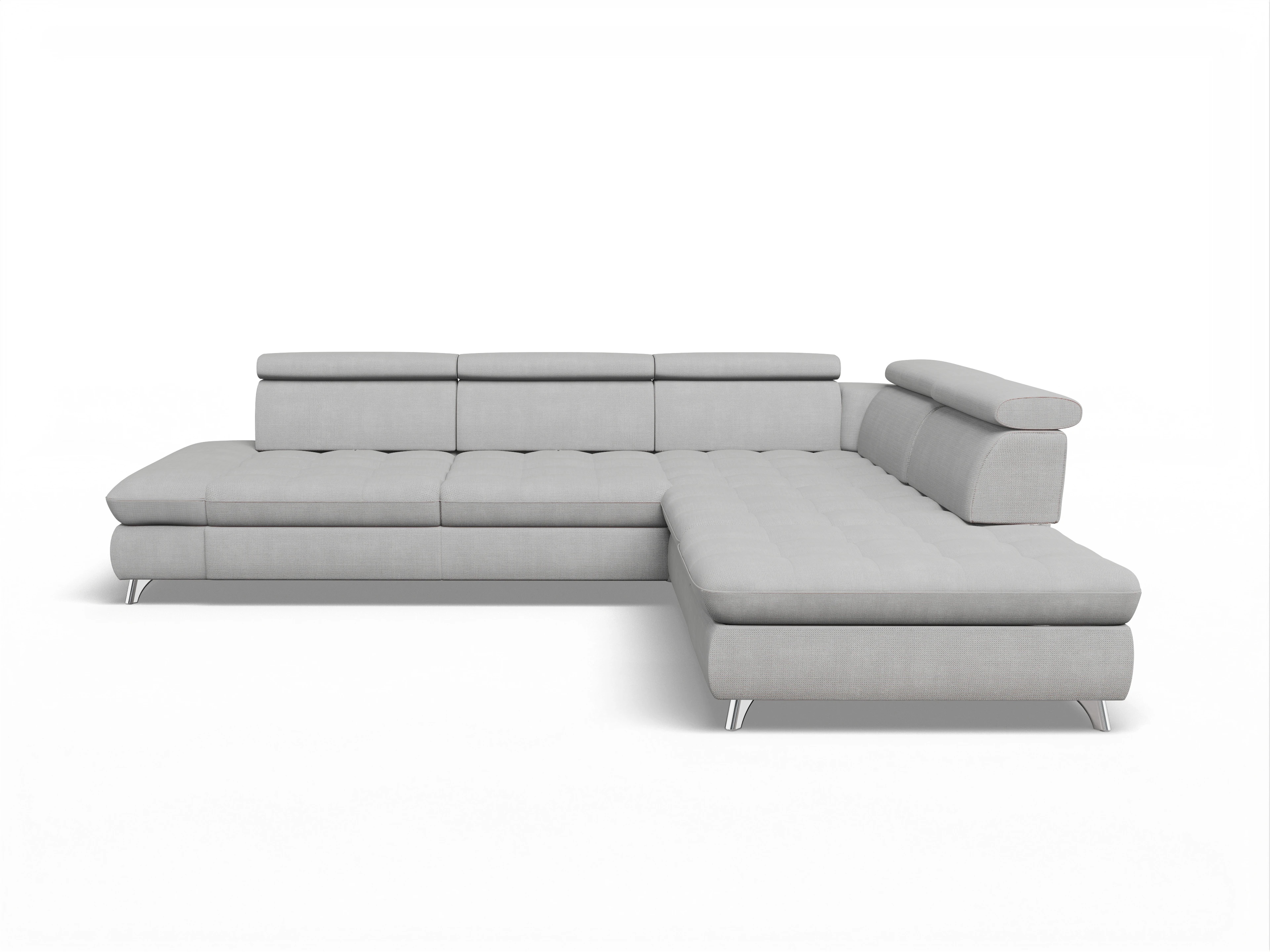 Ansicht des Produktes Memphis Stoff Ecksofa rechts Abschluss offen in Stoff Grau