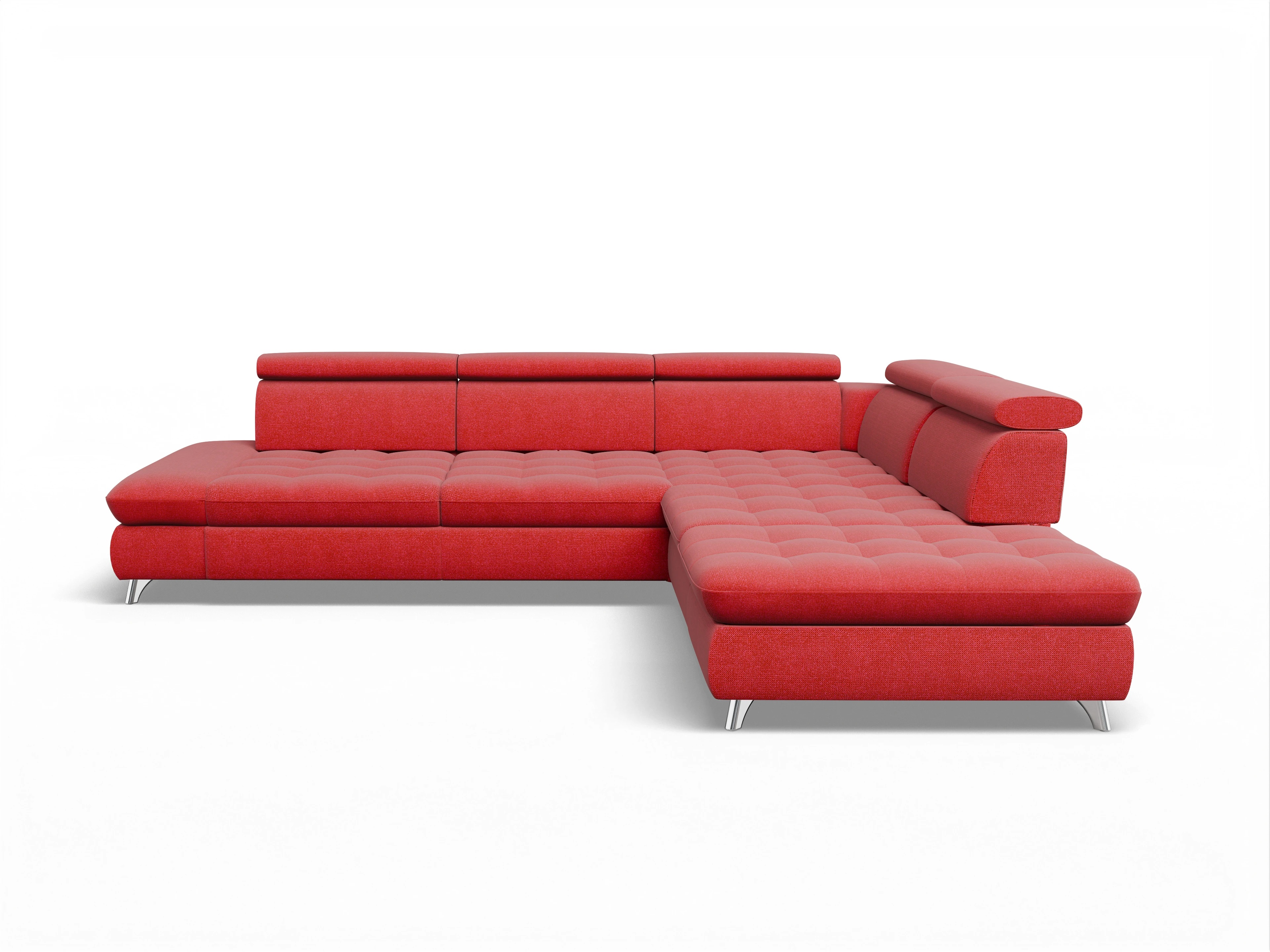 Ansicht des Produktes Memphis Stoff Ecksofa rechts Abschluss offen in Stoff Rot