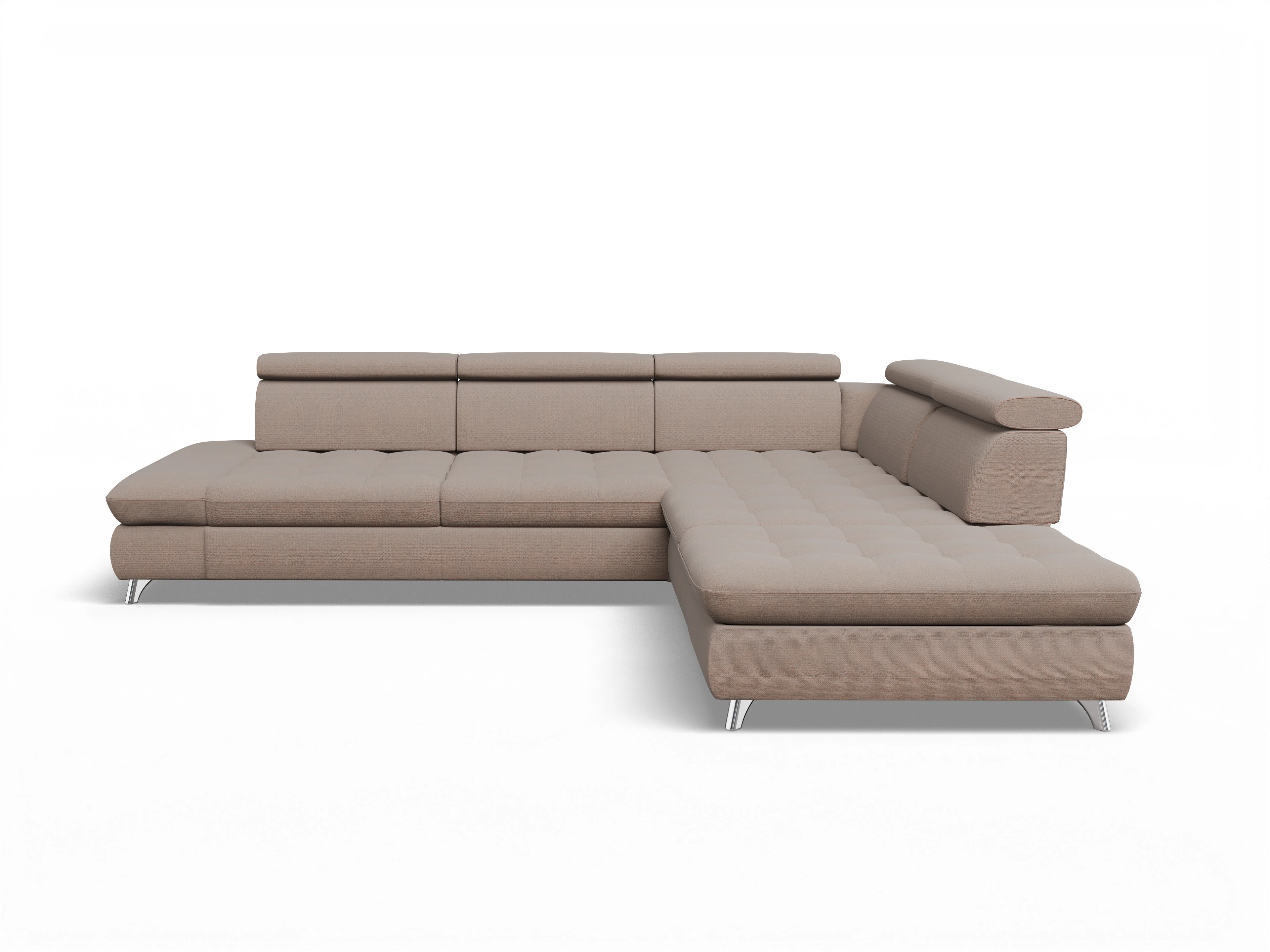 Ansicht des Produktes Memphis Stoff Ecksofa rechts Abschluss offen in Stoff Braun