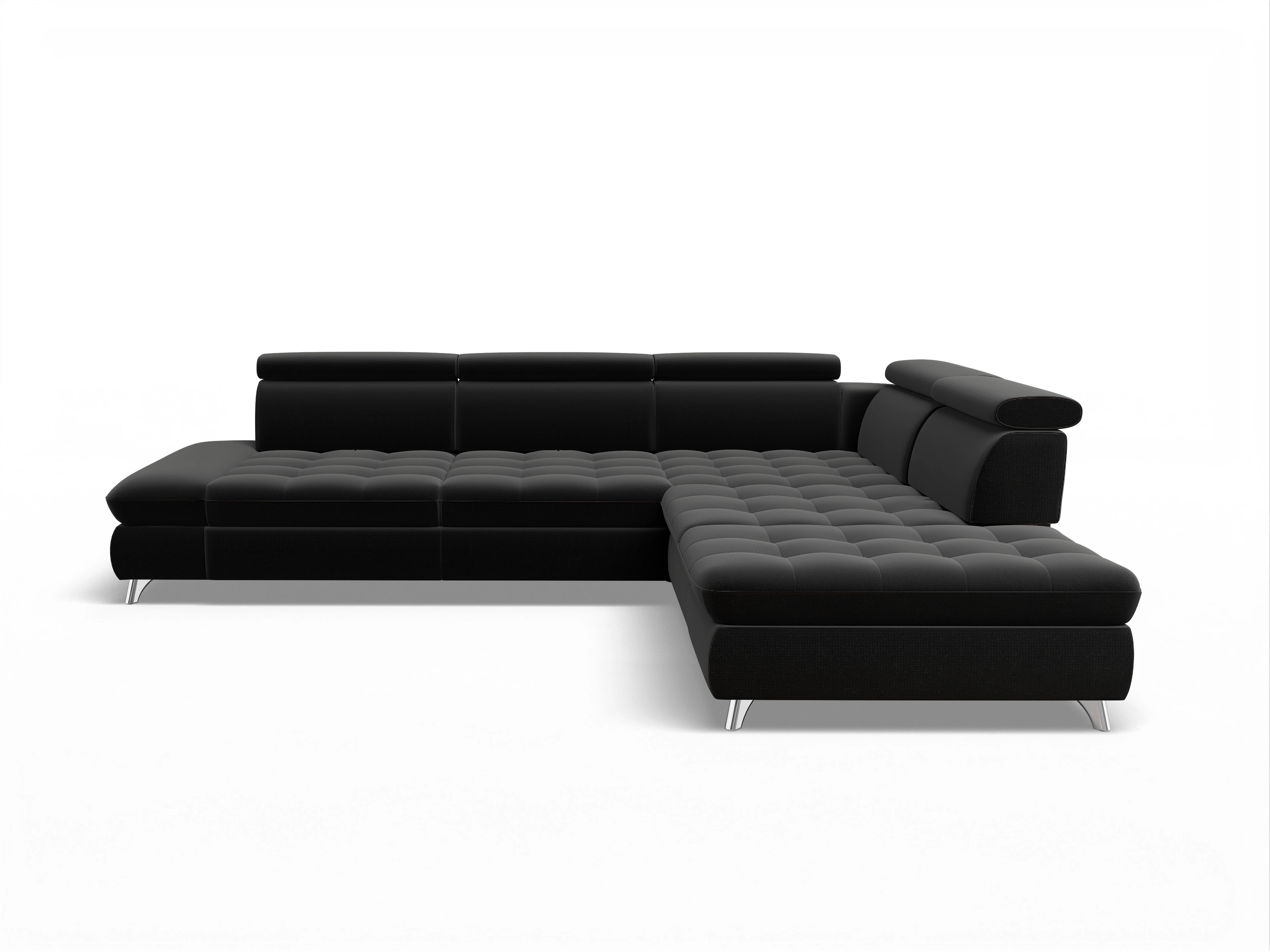 Ansicht des Produktes Memphis Stoff Ecksofa rechts Abschluss offen in Stoff Schwarz