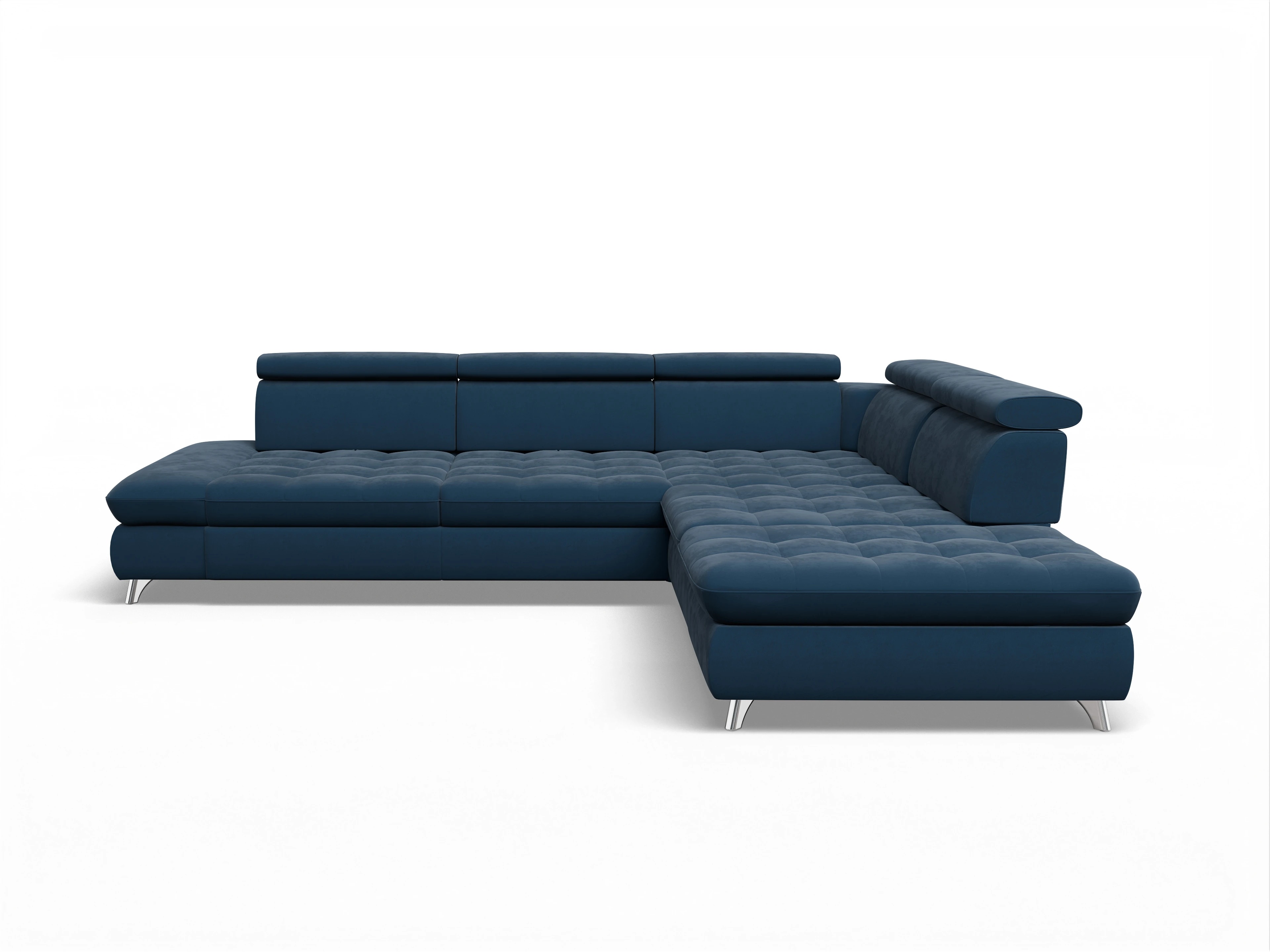 Ansicht des Produktes Memphis Stoff Ecksofa rechts Abschluss offen in Stoff Blau